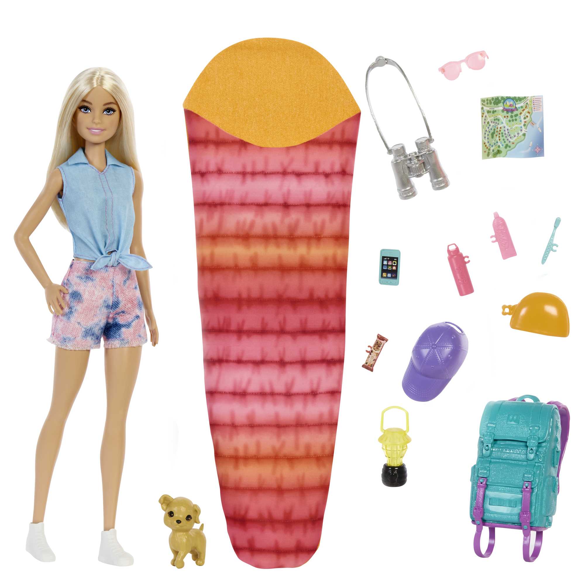 Barbie "It Takes Two Camping" Set Inkl. Malibu Puppe, Hund & Zubehör
