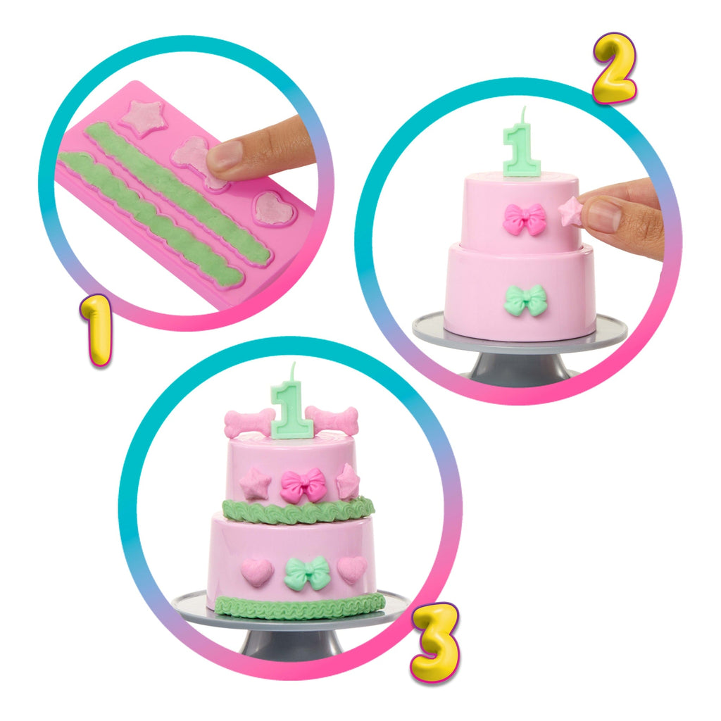 Barbie Party Unboxed Imprezowe niespodzianki Urodziny pieska Lalka, figurka zwierzątka i akcesoria Zestaw Błyszczące serduszka 10 niespodzianek Zabawka 3+