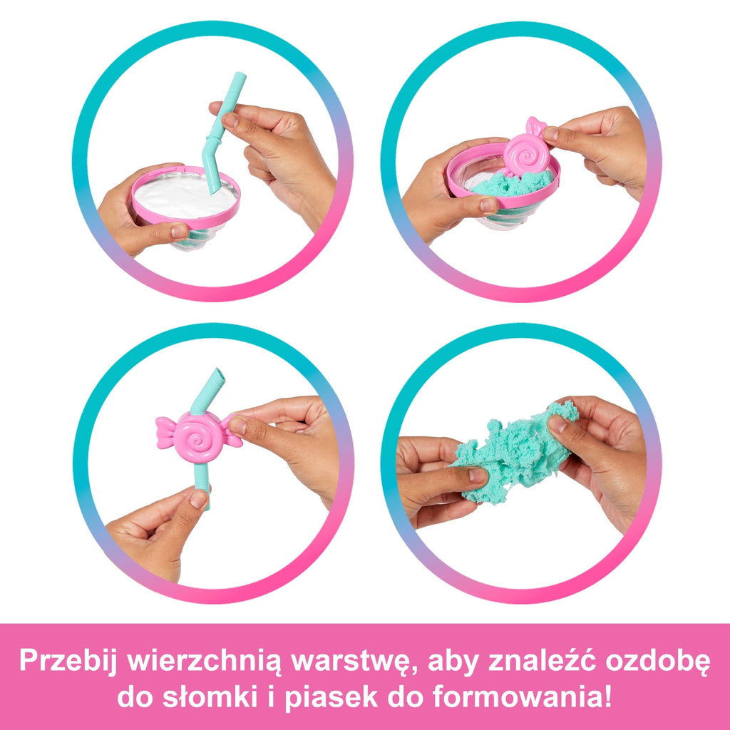 Barbie Pop Reveal Seria Stylowy deser Lalka, figurka zwierzątka i akcesoria Zestaw różowy Zabawka 3+