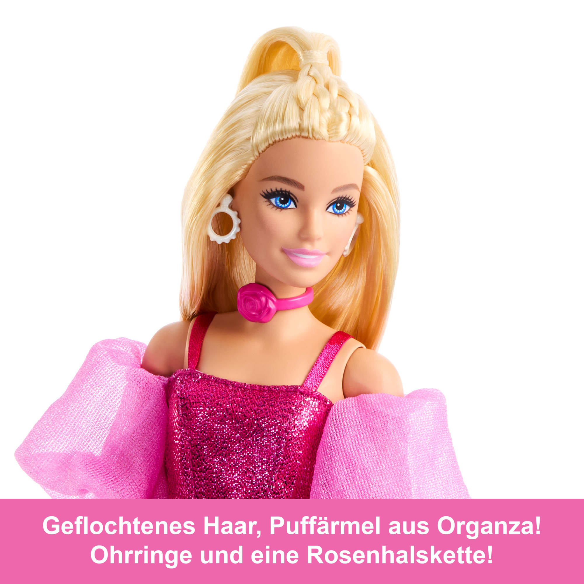 Barbie Deluxe Style-Modepuppe #5 in Rosafarbenem Metallic-Outfit Mit Korsett-Top Und Accessoires, Blond