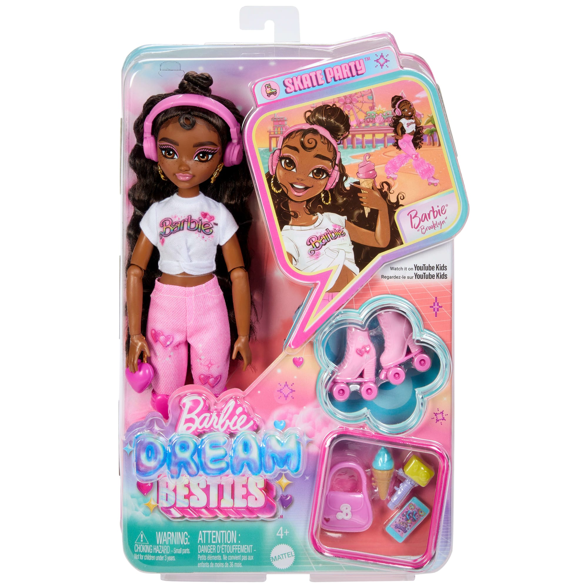 Dream Besties Barbie Brooklyn“ Rollschuh-Modepuppe Mit 9 Zubehörteilen Zum Thema Musik Und Video
