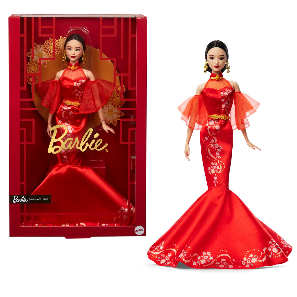 Barbie Signature Capodanno Lunare Cinese, Bambola Barbie Da Collezione Con Abito Qipao E Accessori Dorati