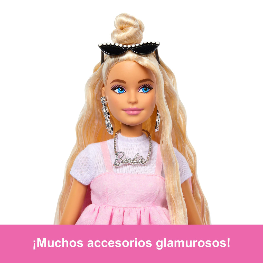 Muñeca Barbie Deluxe Style N. 3 Con Vestido Barbiecore En Rosa Pastel Con Lazo Extragrande Y Pelo Rubio