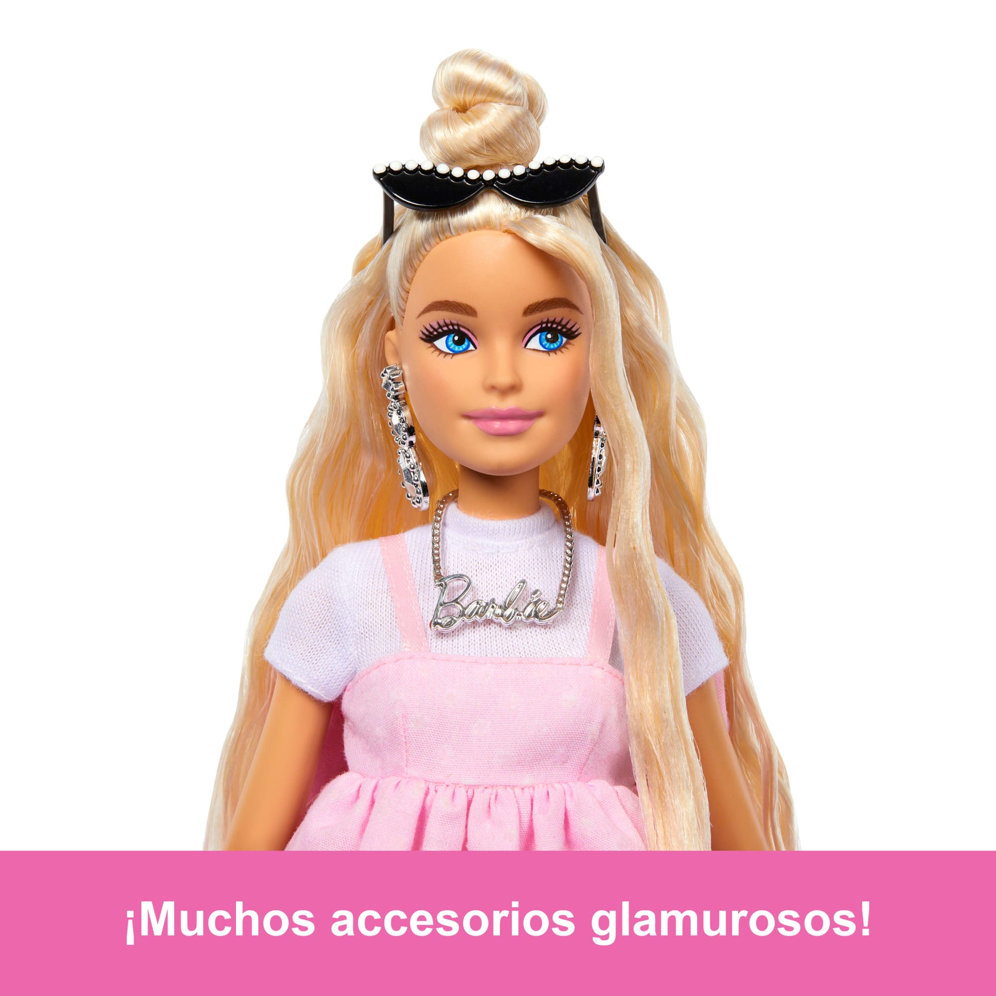 Muñeca Barbie Deluxe Style N. 3 Con Vestido Barbiecore En Rosa Pastel Con Lazo Extragrande Y Pelo Rubio