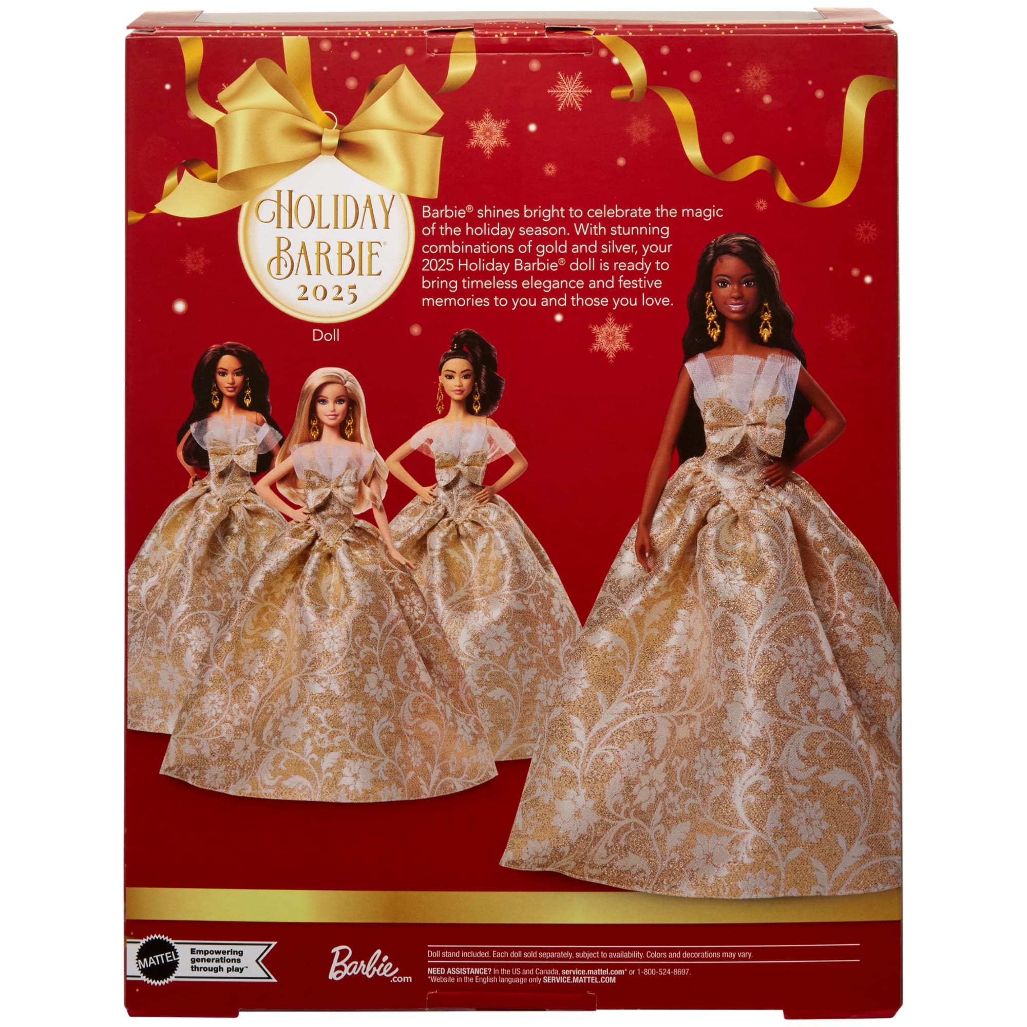 Barbie Signature 2025 Holiday Barbie Modepuppe, Saisonales Sammlergeschenk, Schwarzhaarig Mit Silber- Und Goldfarbenem Kleid