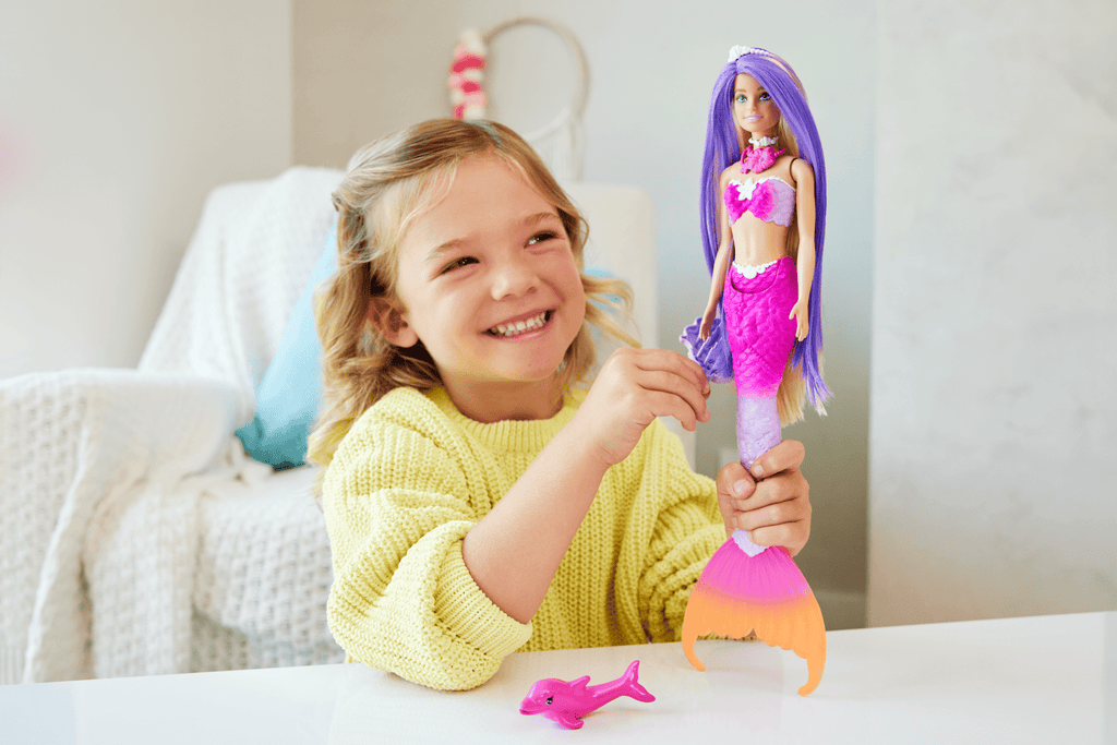 Barbie Malibu“ Meerjungfrau-Puppe Mit Farbwechseleffekt, Delfin Und Accessoires