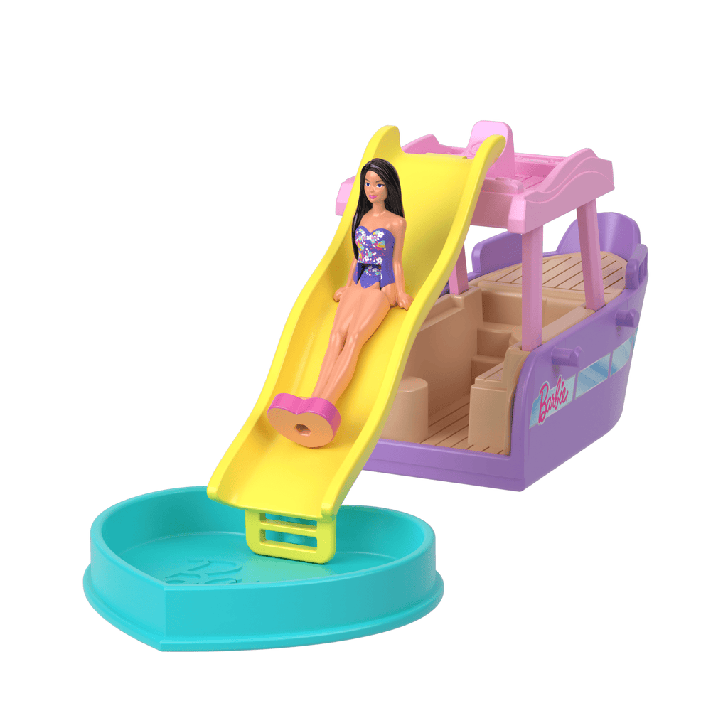 Barbie Mini Barbieland Bebek Ve Araç Seti, 4 Cm Bebek Ile Renk Değiştiren Rüya Teknesi