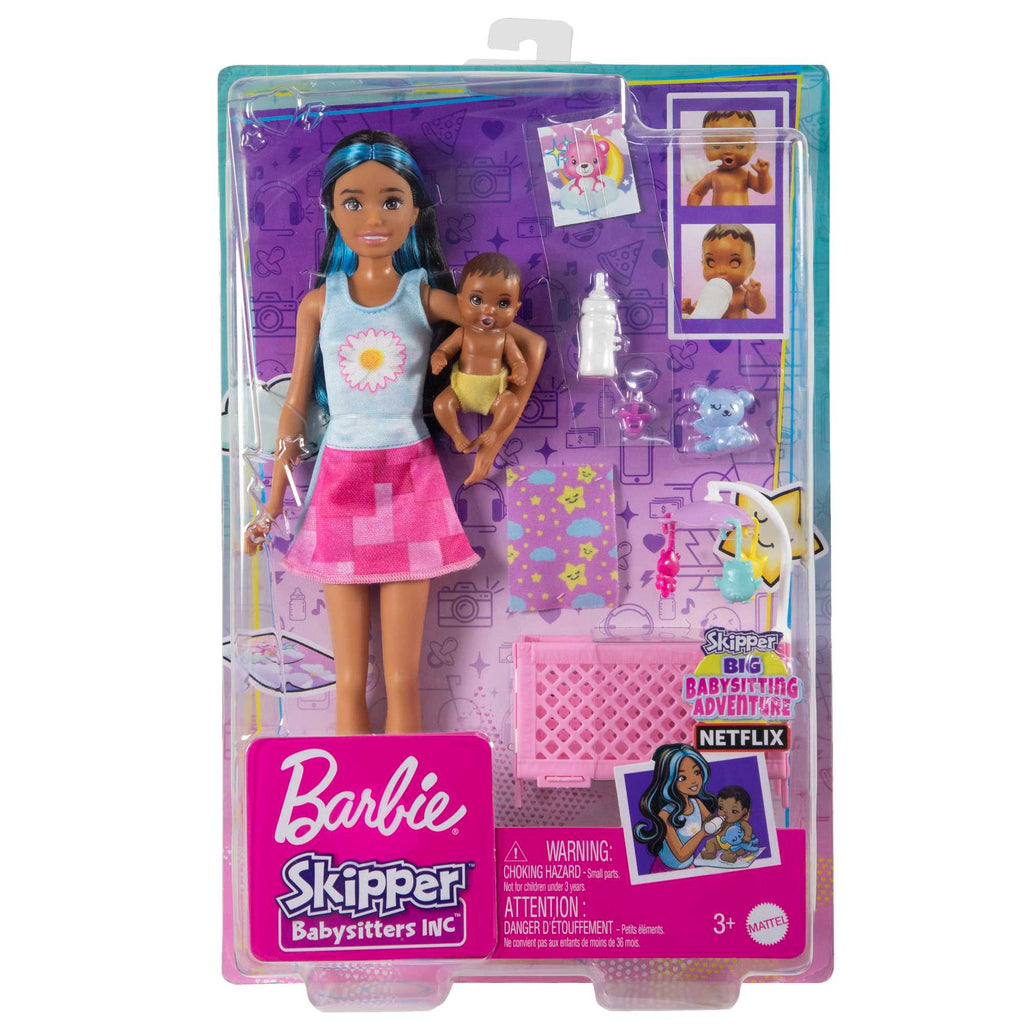 Barbie Pop En Accessoires, Babysitter Skipper Met Wiegje, Speelset