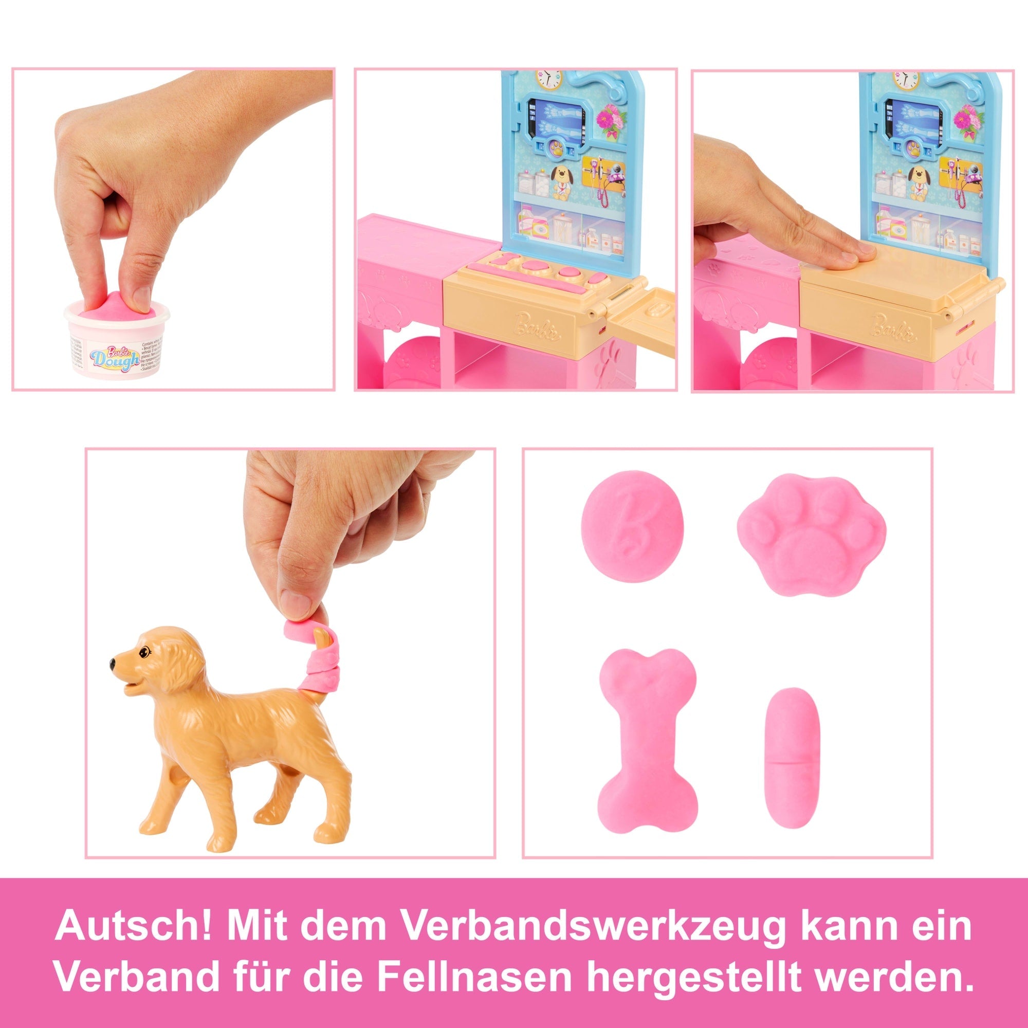 Barbie Gute Besserung“ Tierkrankenstation-Spielset Aus Modepuppe Mit Rosa Gefärbten Haaren, Tierarzt-Möbeln Und Mehr Als 10 Zubehörteilen