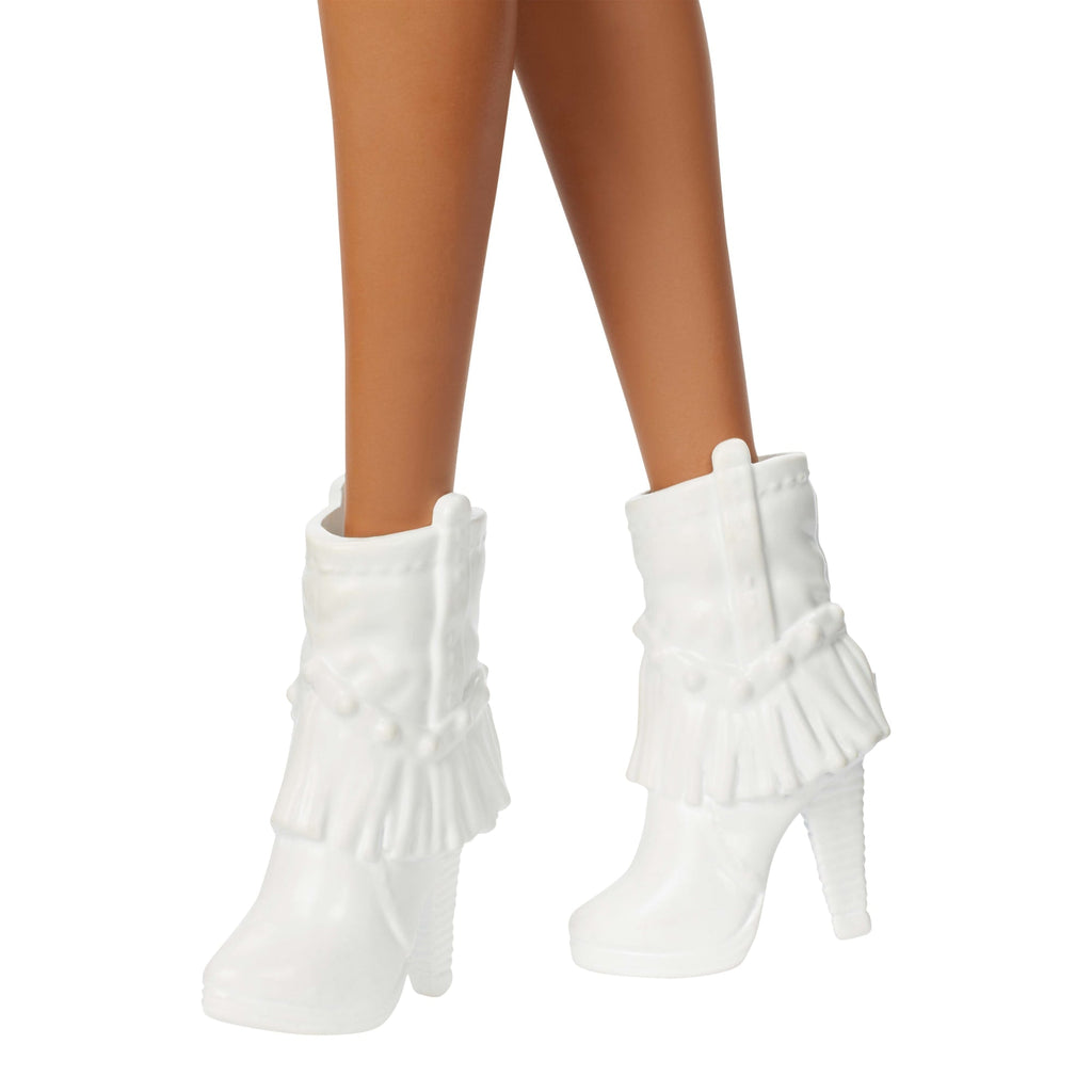 Barbie Fashionistas-Puppe Nr. 239 in Funkelndem Silbernen Kleid Mit Cowboyhut Und Stiefeln, Schwarze Haare