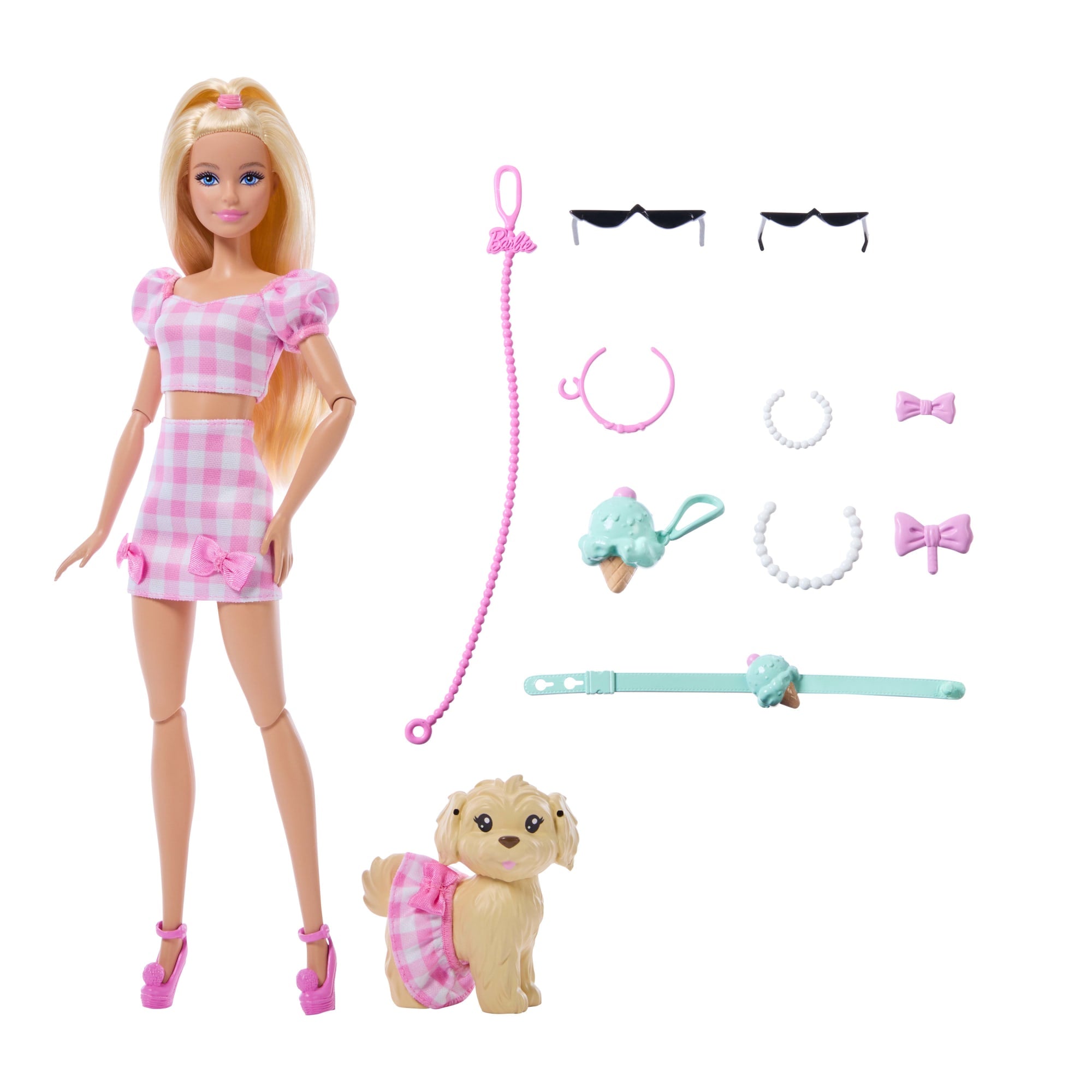 Barbie Twinning Looks, Bambola Alla Moda Con Cagnolino, Accessori E Abiti Rosa Abbinati, Bionda