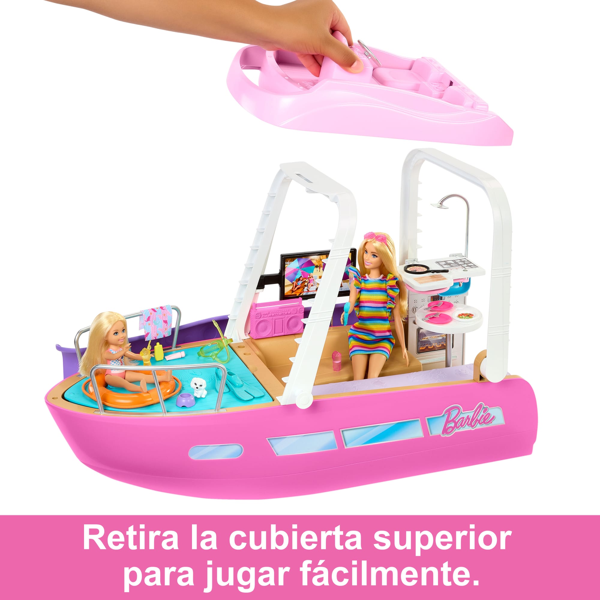 Conjunto De Juego Barbie Dream Boat Con Barco Con Piscina, Tobogán Y Accesorios