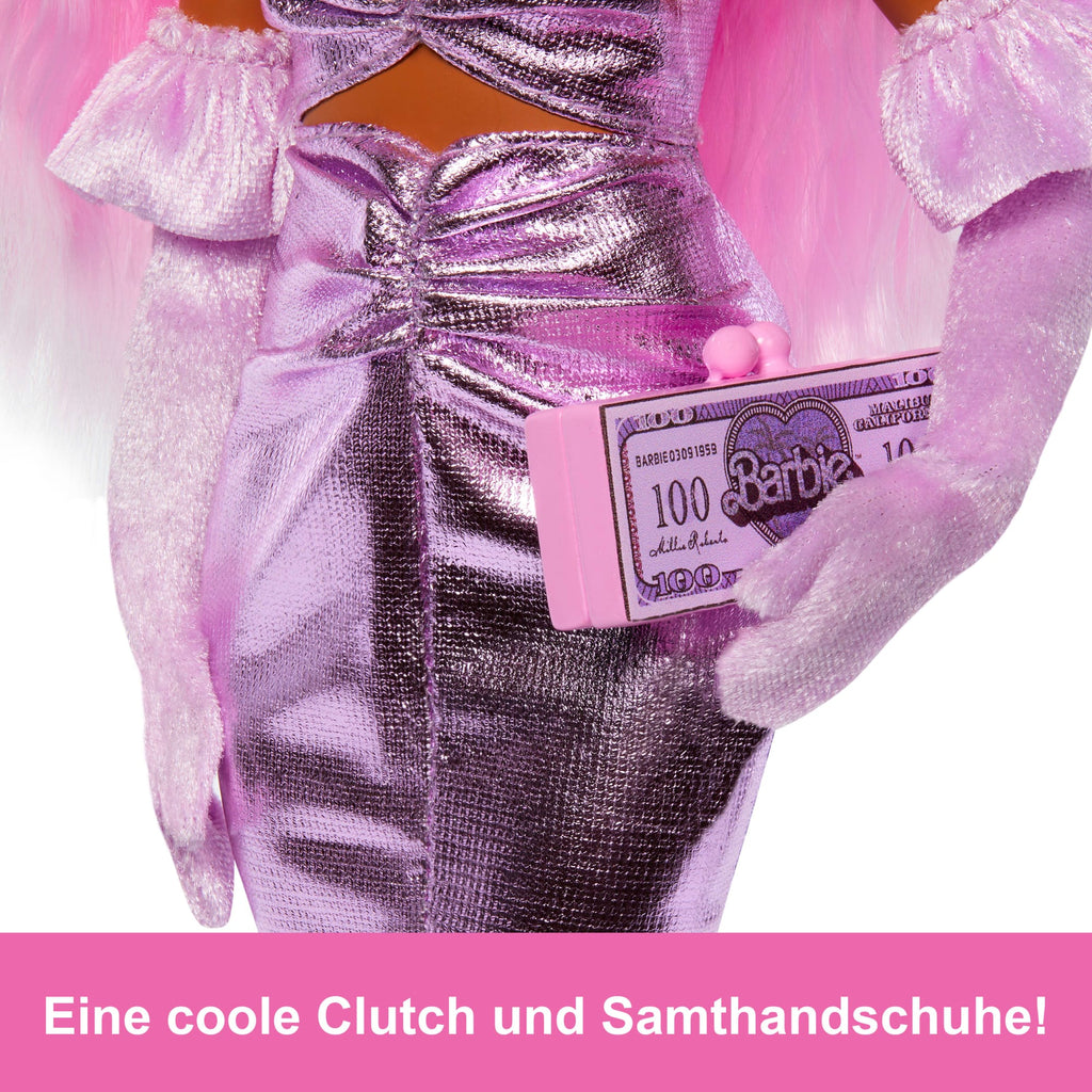 Barbie Deluxe Style-Puppe Nr. 1 Mit Glänzendem Rosa Barbiecore-Kleid, Samthandschuhen Und Rosa Haaren