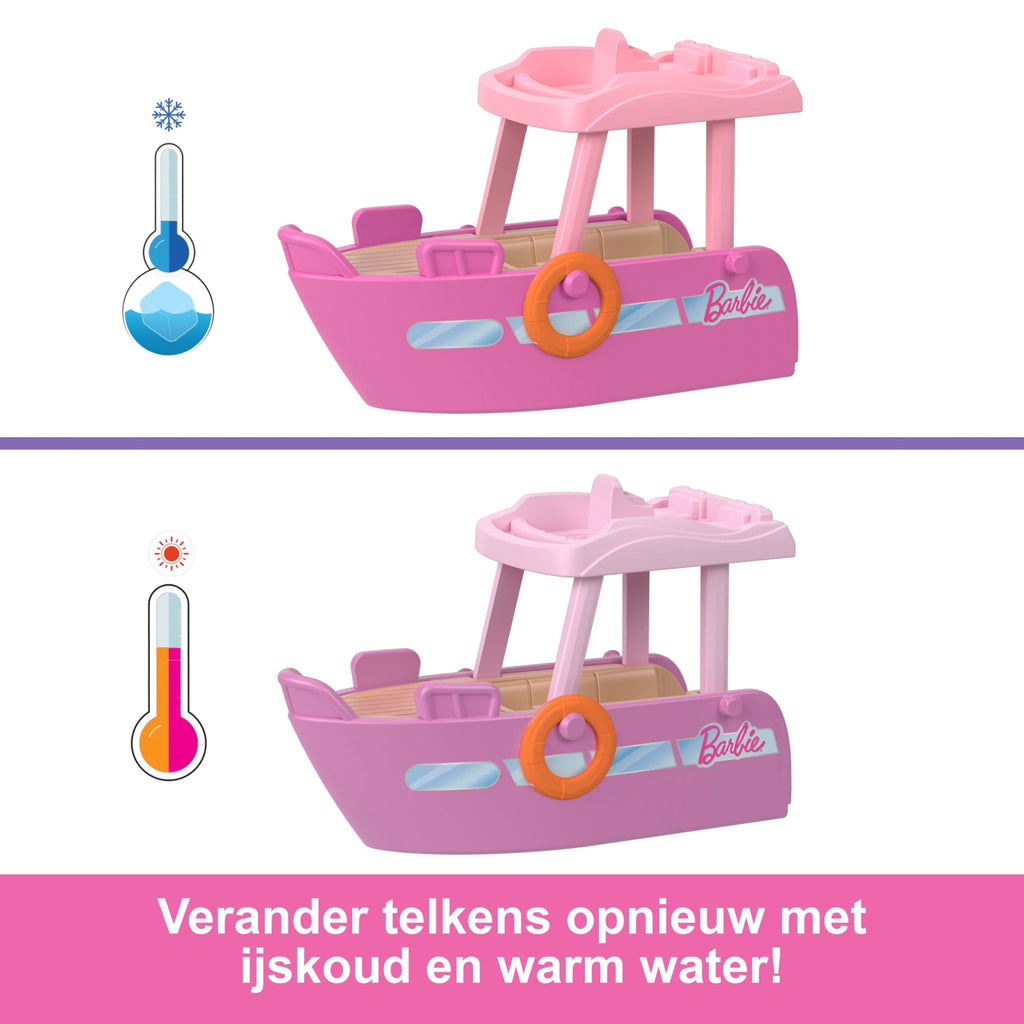 Barbie Mini Barbieland Set Met Pop En Voertuig, Pop (Bijna 4 Cm) En Droomboot Met Kleurverandering