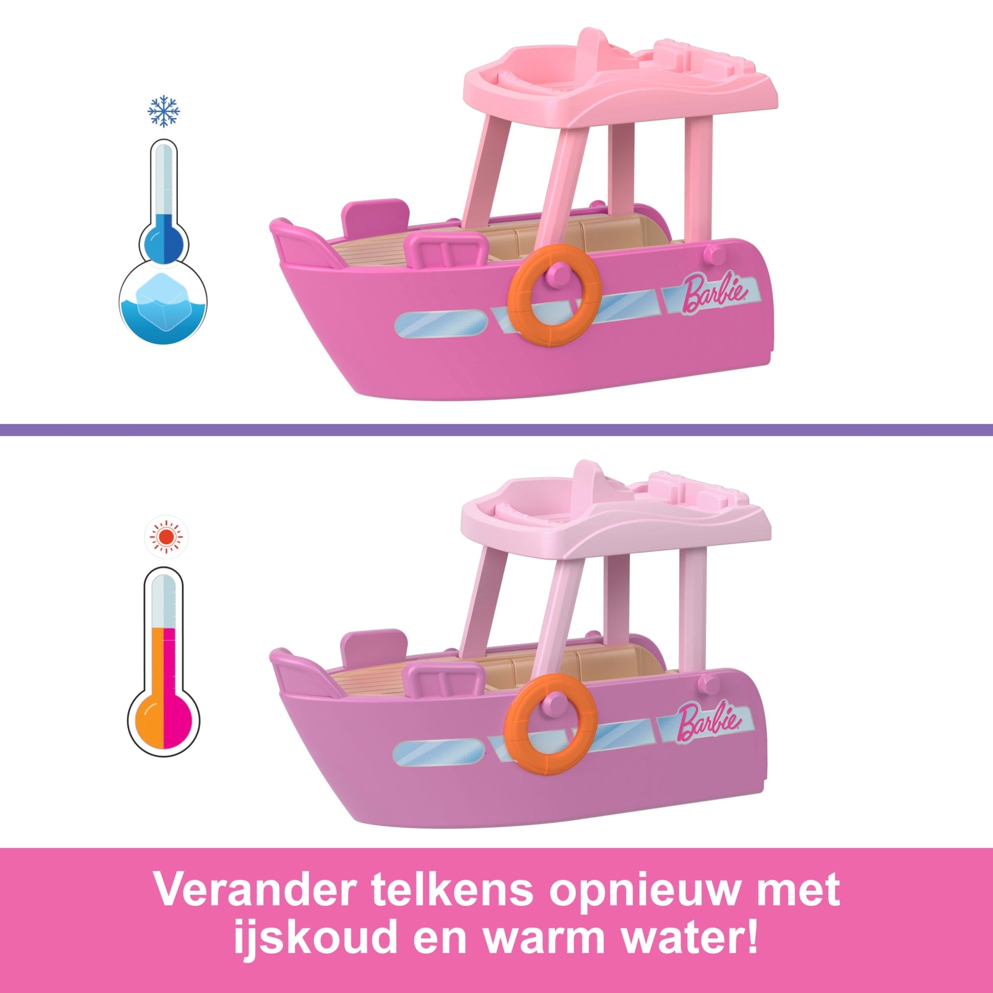 Barbie Mini Barbieland Set Met Pop En Voertuig, Pop (Bijna 4 Cm) En Droomboot Met Kleurverandering