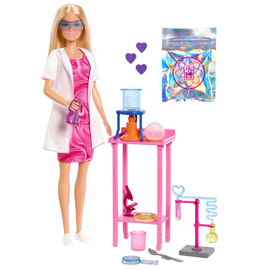 Barbie Wetenschapper, Pop En Accessoires, Met Blonde Modepop, Laboratoriumtafel, En Van Kleur Veranderende Accessoires