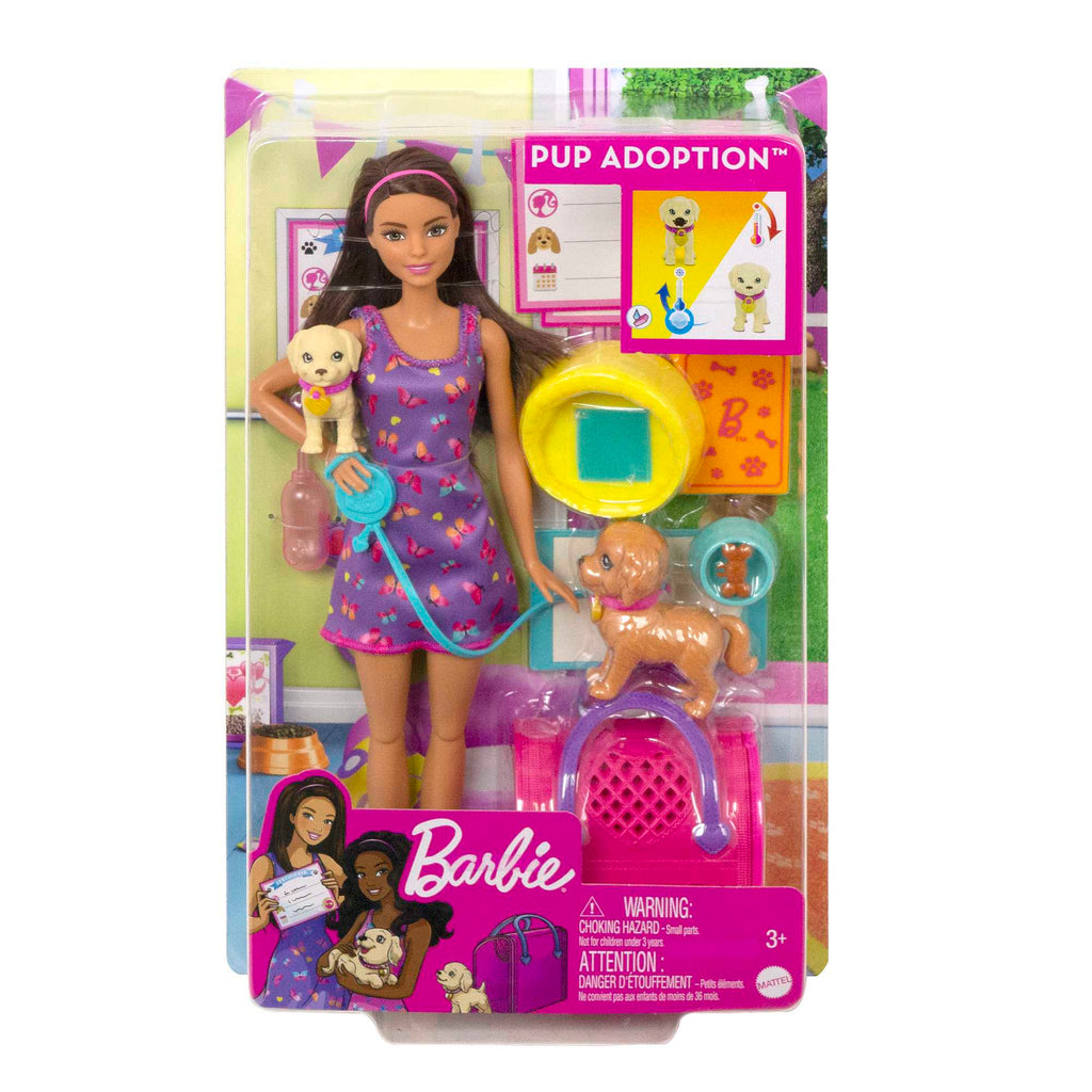 Barbie Κούκλα Και Αξεσουάρ Σετ Παιχνιδιού Με Κούκλα, 2 Σκυλάκια Και Αλλαγή Χρώματος