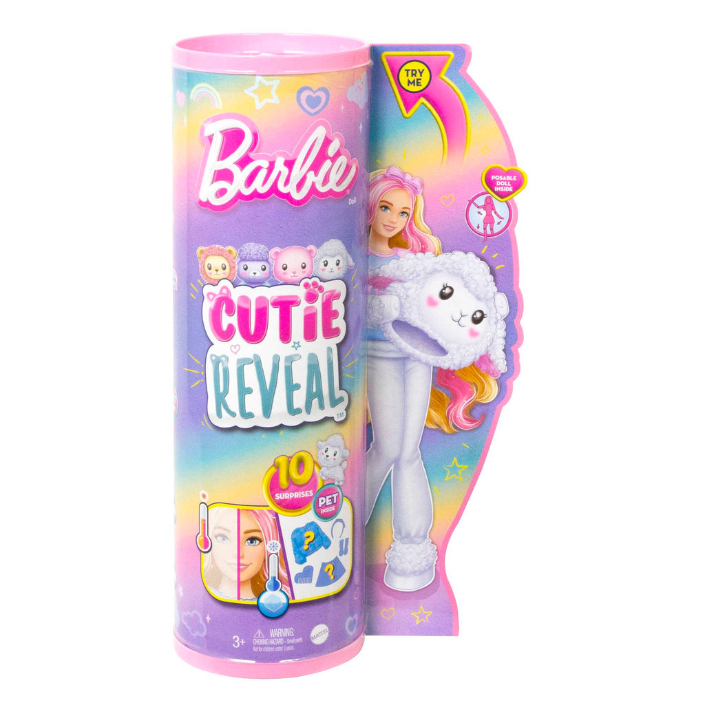 Barbie Cutie Reveal Poupée Barbie et accessoires, costume agneau en peluche