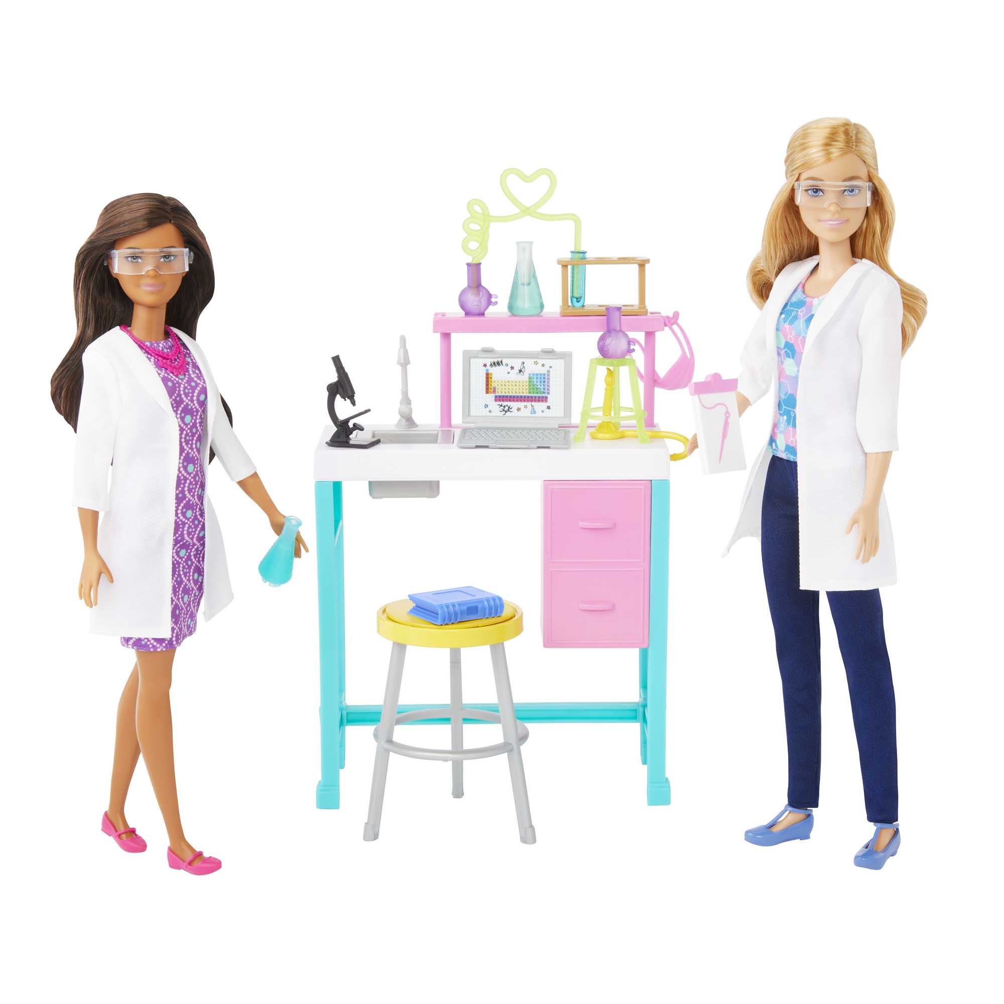 Barbie Bilim Laboratuvarı Oyun Seti, 2 Bebek, Laboratuvar Tezgahı Ve 10'Dan Fazla Aksesuar