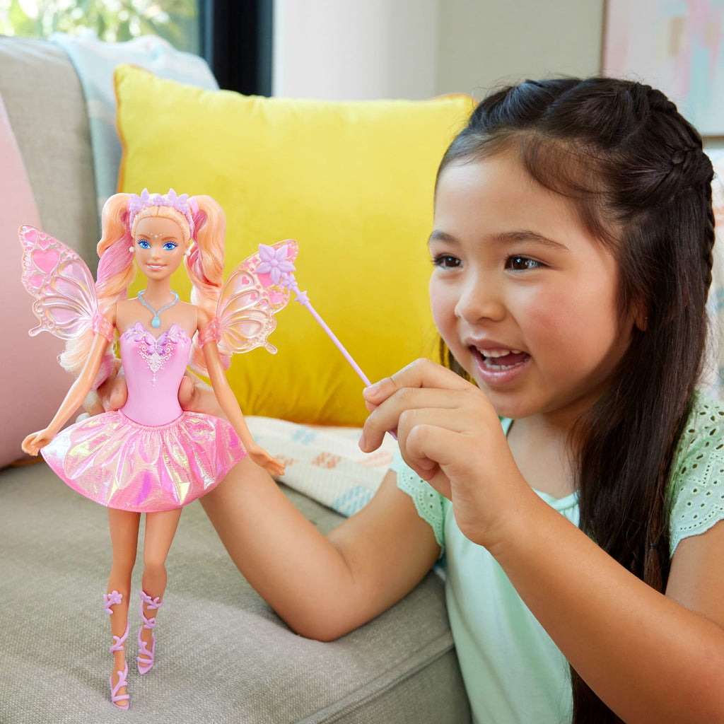 Barbie Νεράιδα Με Φτερά Και Eμφάνιση Που Αλλάζουν Χρώμα, Περιλαμβάνει Ραβδί Με Σφουγγάρι Και Αξεσουάρ Μόδας