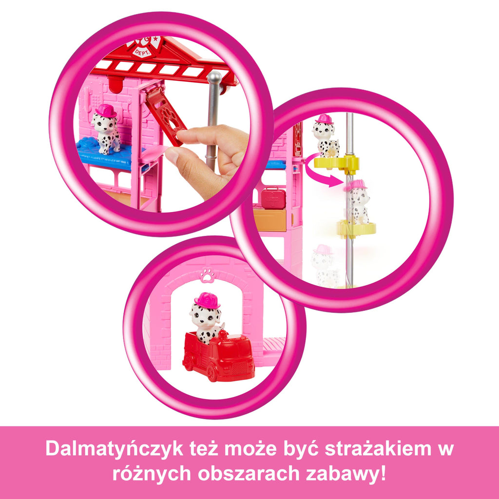 Barbie Strażaczka Zestaw Remiza strażacka, lalka i akcesoria