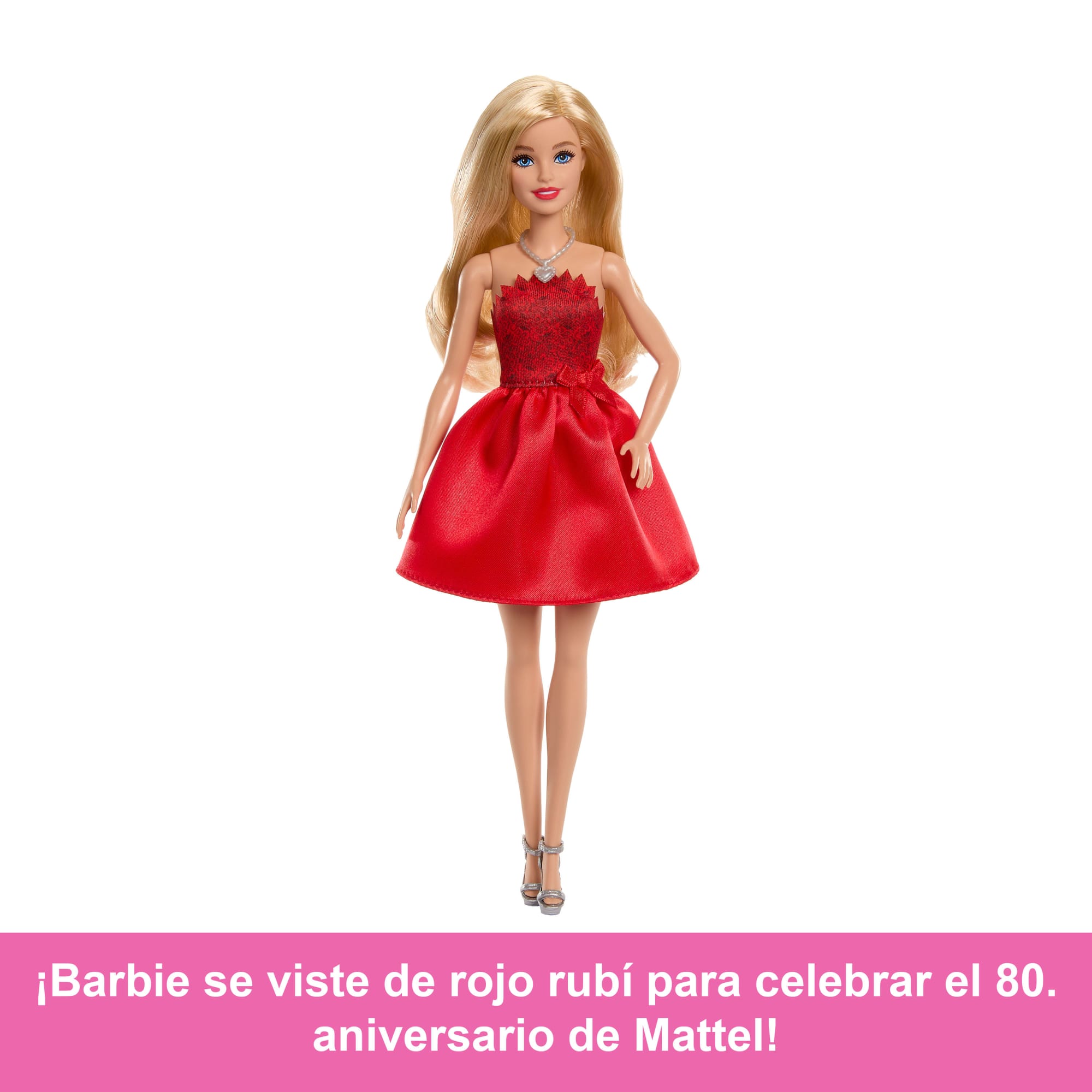 Muñeca De Moda De Celebración Barbie Mattel 80 Aniversario Con Vestido Rojo Rubí Y Accesorios