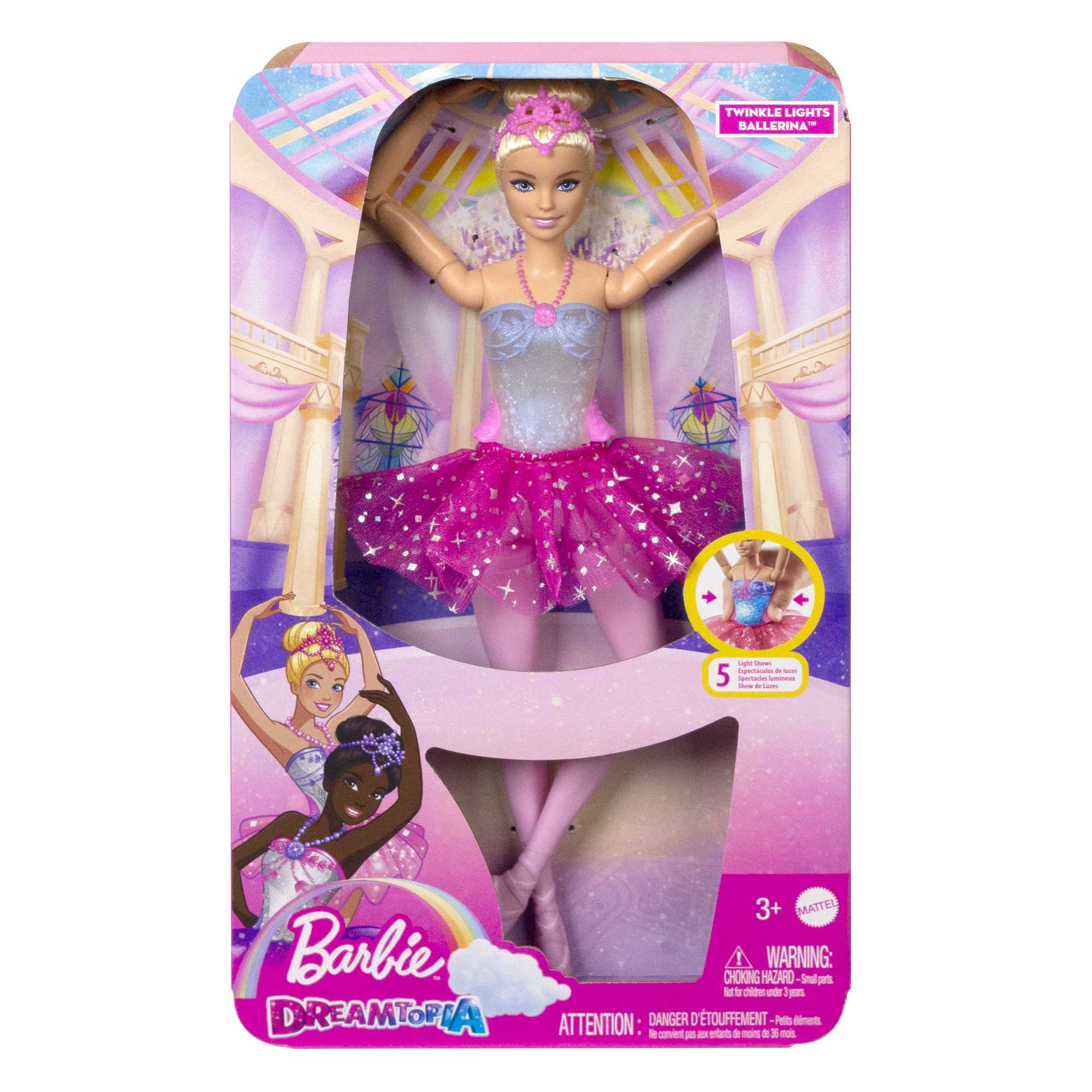 Barbie Dreamtopia Twinkle Lights Ballerina Doll, Blonde With Light-Up Feature Wearing Headband & Tutu