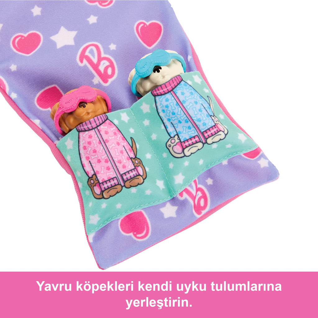 Barbie Ve Köpekçikleri Pijama Partisi Oyun Seti, 2 Oyuncak Köpek Figürü, 10'Dan Fazla Aksesuar Ve Renk Değişimi