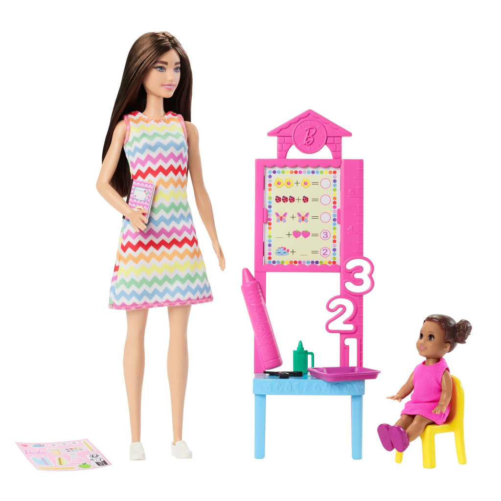 Öğretmen Barbie, Kahverengi Saçlı Bebek, 1 Çocuk Figürü Ve Öğretim Aksesuarları