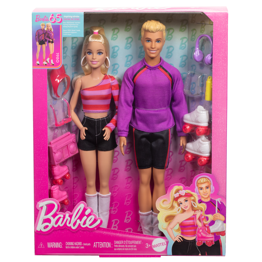 Barbie & Ken 65. Yıl 2'Li Parti Bebekler Ve 6 Aksesuarlı Set, Paten Teması, 65. Yıl Dönümü