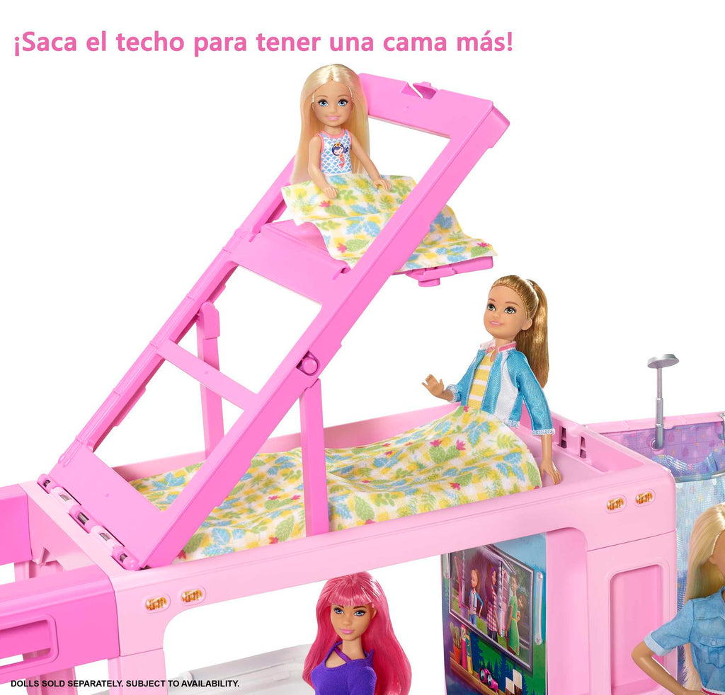 Barbie Caravana Para Acampar 3 En 1 Con Piscina, Camioneta, Barca Y 5  Accesorios (Mattel Ghl93)