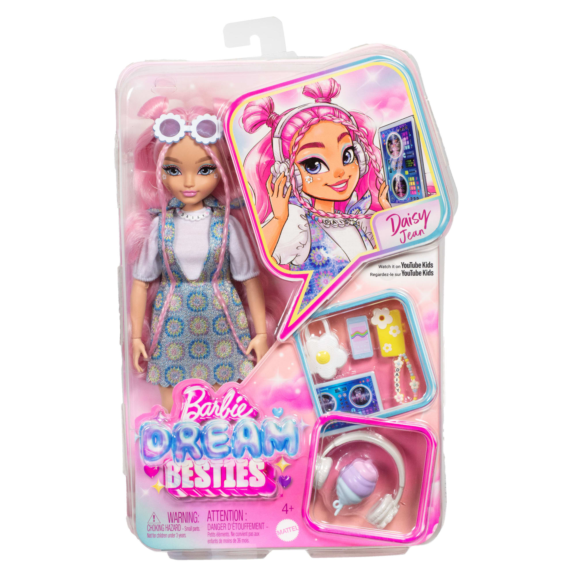 Barbie Dream Besties Daisy Jean-Modepuppe Mit 9 Zubehörteilen Zum Thema DJ Und Musik