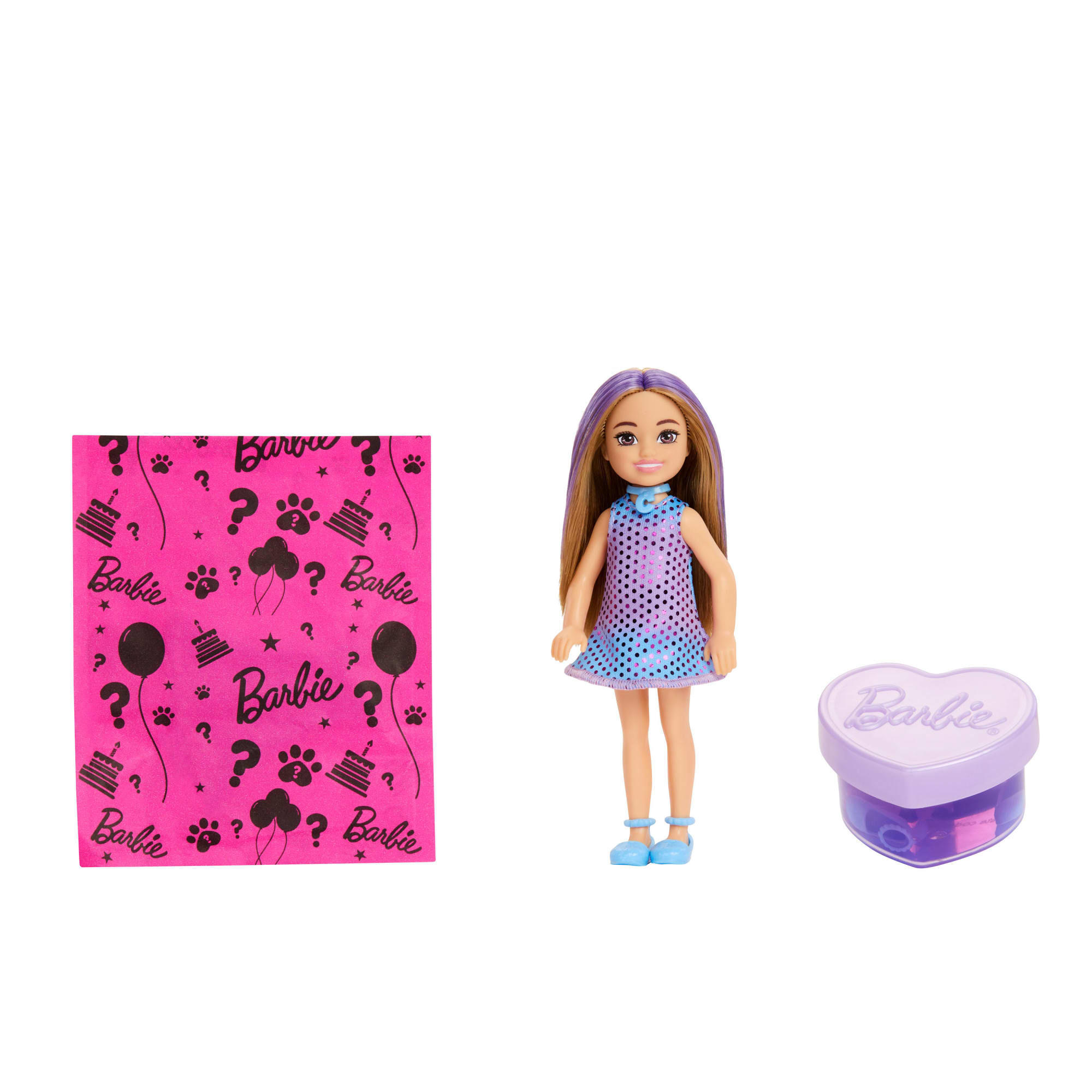 Barbie Party Unboxed Glam Party Serie Chelsea-Puppe Und Zubehör Mit 6 Überraschungen (Stile Können Abweichen)