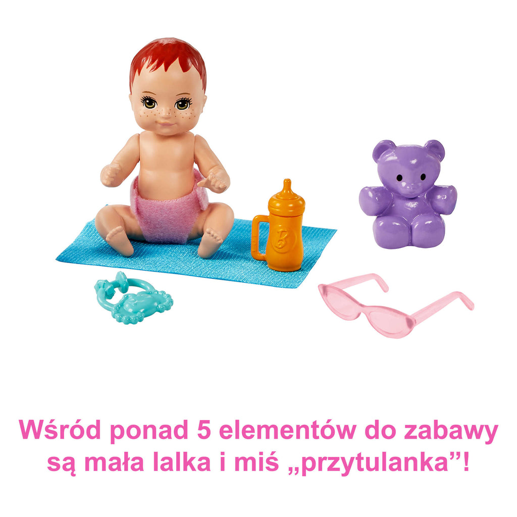 Barbie Skipper Klub Opiekunek Spacerówka Zestaw i 2 lalki, dla dzieci od 3 roku życia