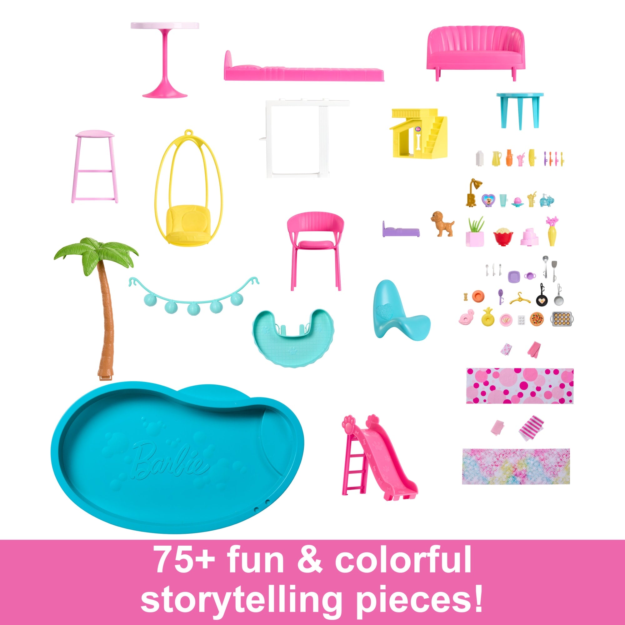 Barbie Dreamhouse, 75+ Pieces, Pool Party Doll House With 3 Story Slide