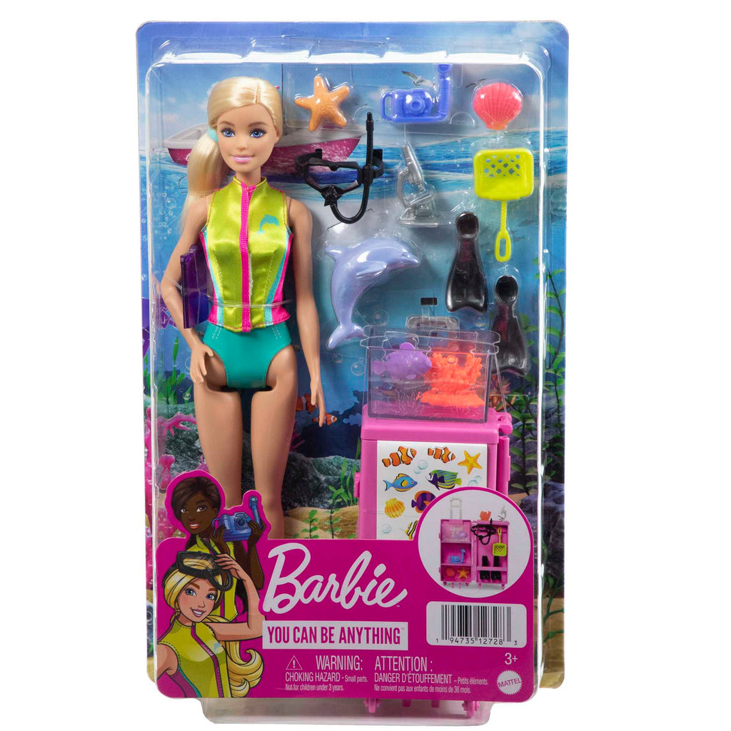 Barbie Poppen En Accessoires, Zeebioloog, Pop (Blond) En Mobiel Laboratorium, Speelset Met Meer Dan 10 Onderdelen