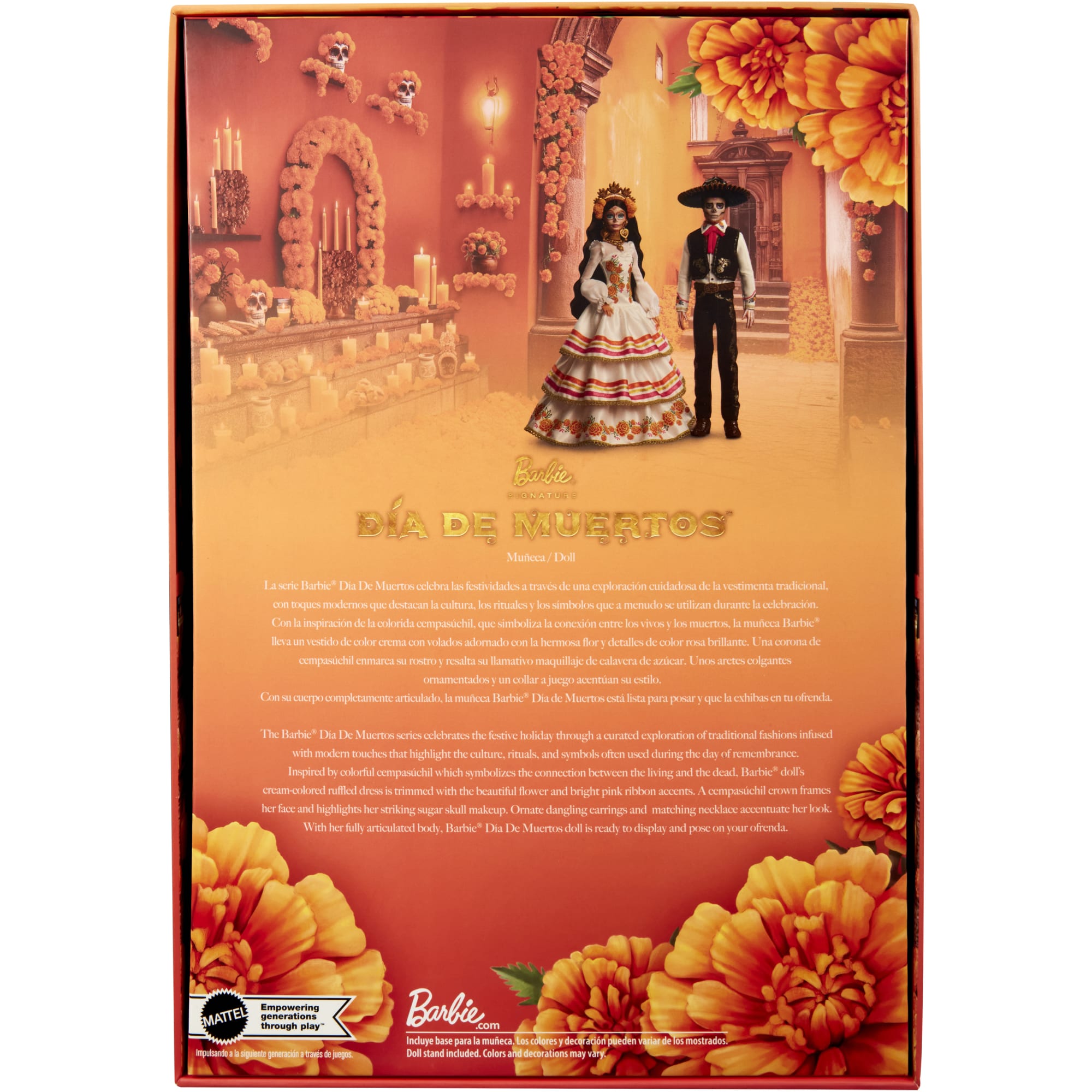Muñeca Barbie Coleccionable De La Colección Día De Muertos 2025 De Barbie Signature Con Un Traje Color Crema Con Volantes