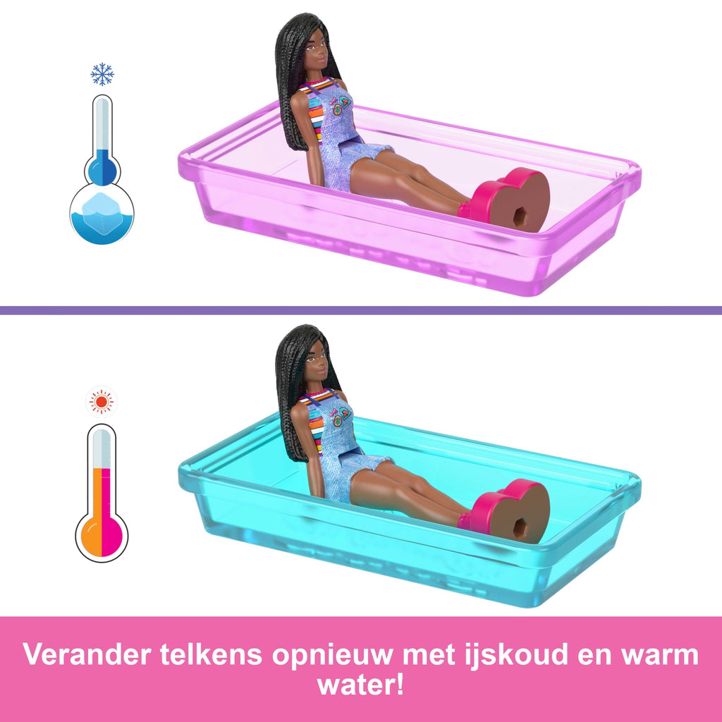 Barbie Mini Barbieland Set Met Pop En Voertuig, Pop (Bijna 4 Cm) En Droomcamper Met Zwembad Met Kleurverandering