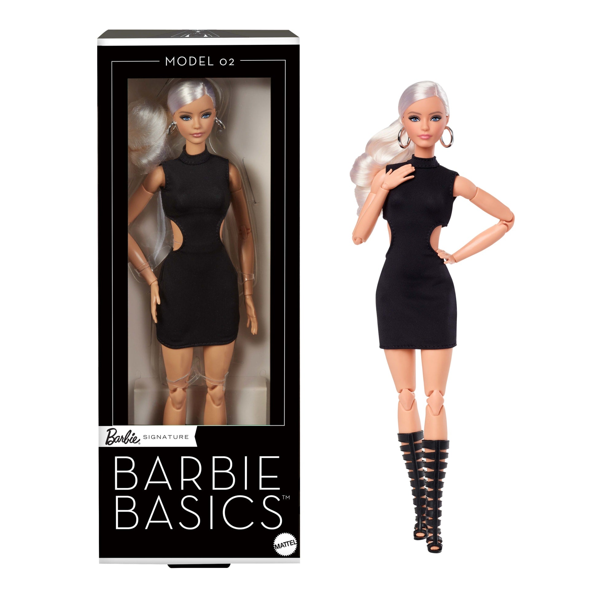 Barbie Basics Verzamelpop, Model 02 Met Blond Haar in Zwarte Jurk En Gladiator Boots