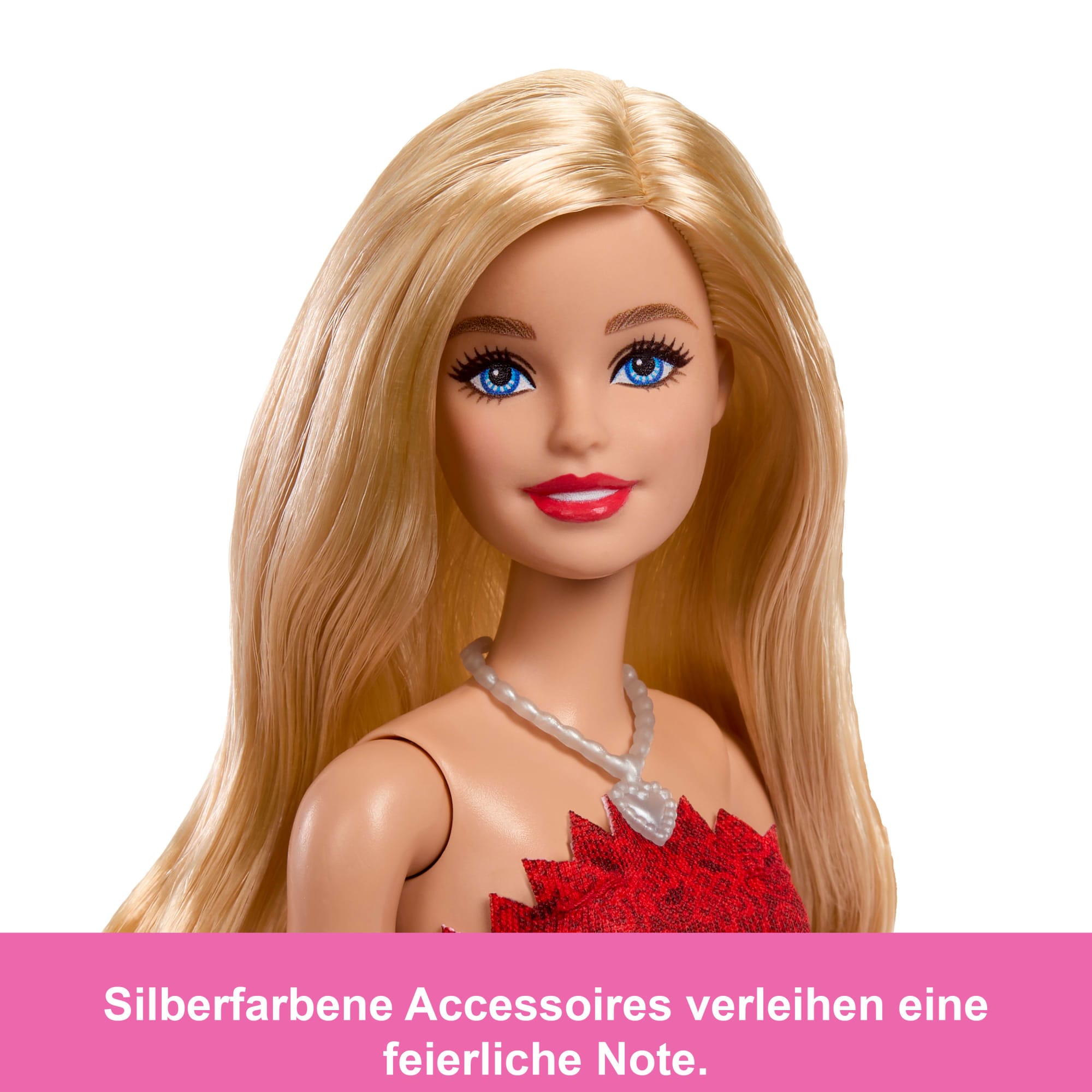 Rubinrote Barbie-Party-Modepuppe Zum 80. Jubiläum Von Mattel in Einem Roten Kleid Mit Zubehörteilen
