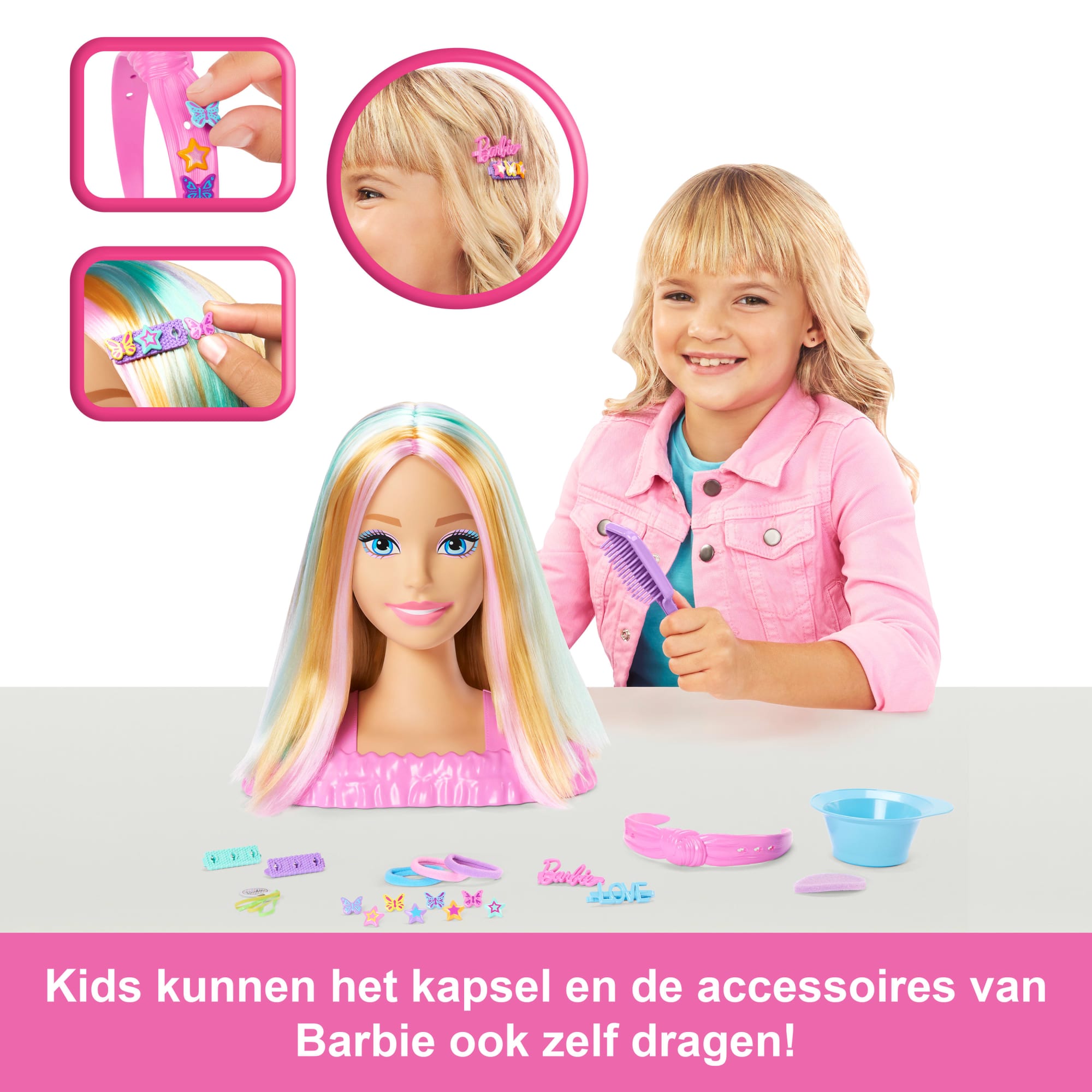 Barbie Kappop, Blond Haar Met 20+ Haarstyling-Accessoires