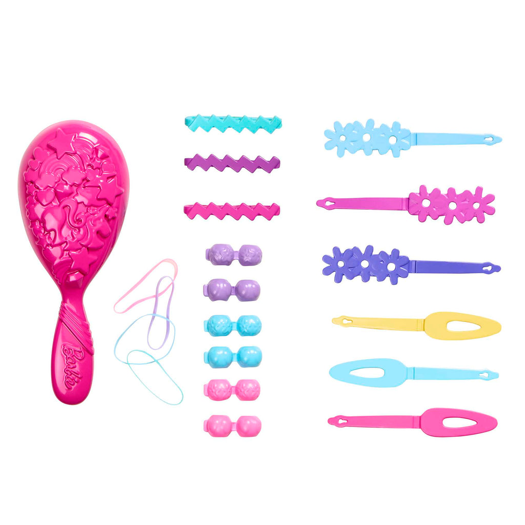 Bambola Barbie Testa Pettinabile, Con Capelli Biondi E 20 Accessori Colorati