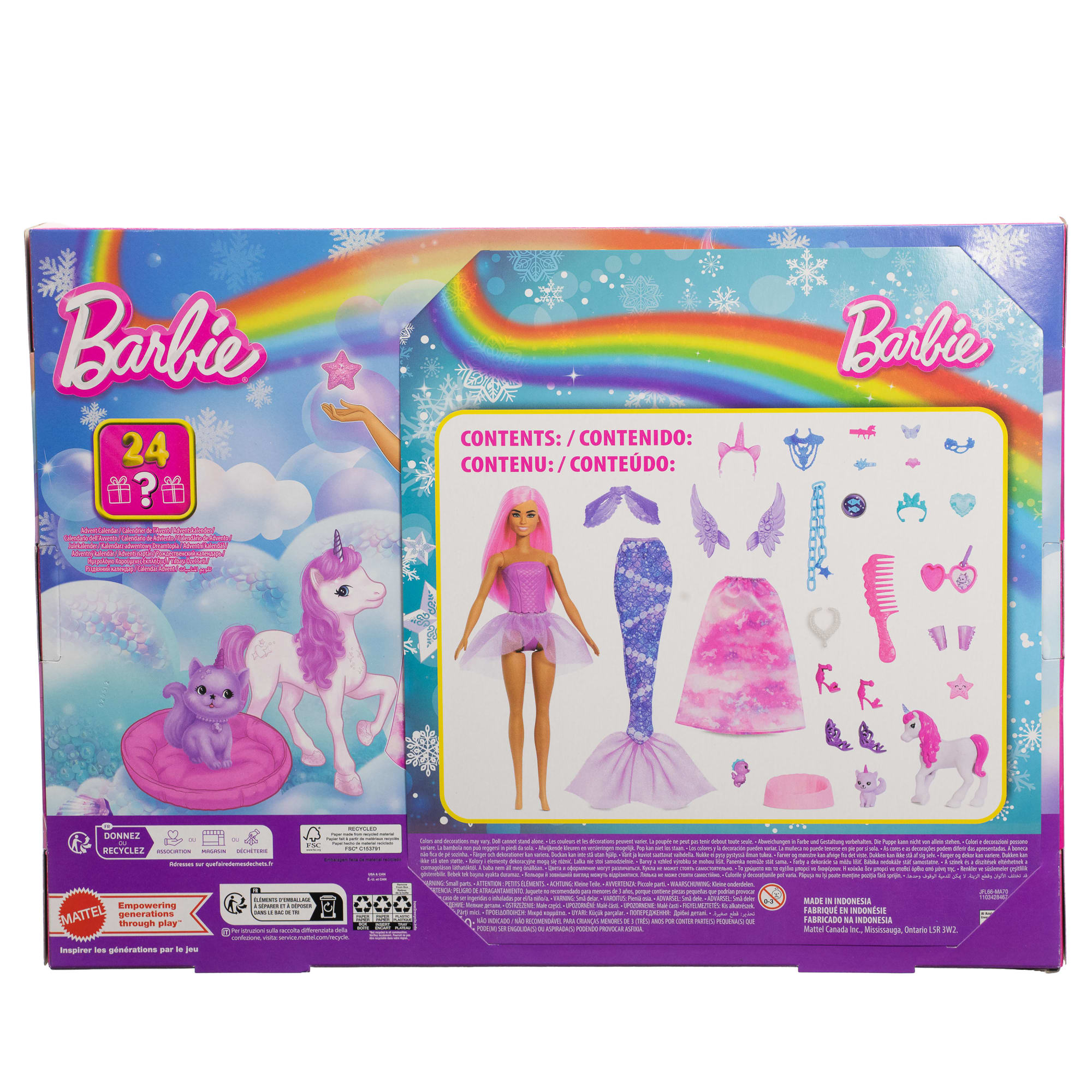 Barbie-Calendrier De L’Avent Avec Poupée Mode Et 24 Surprises