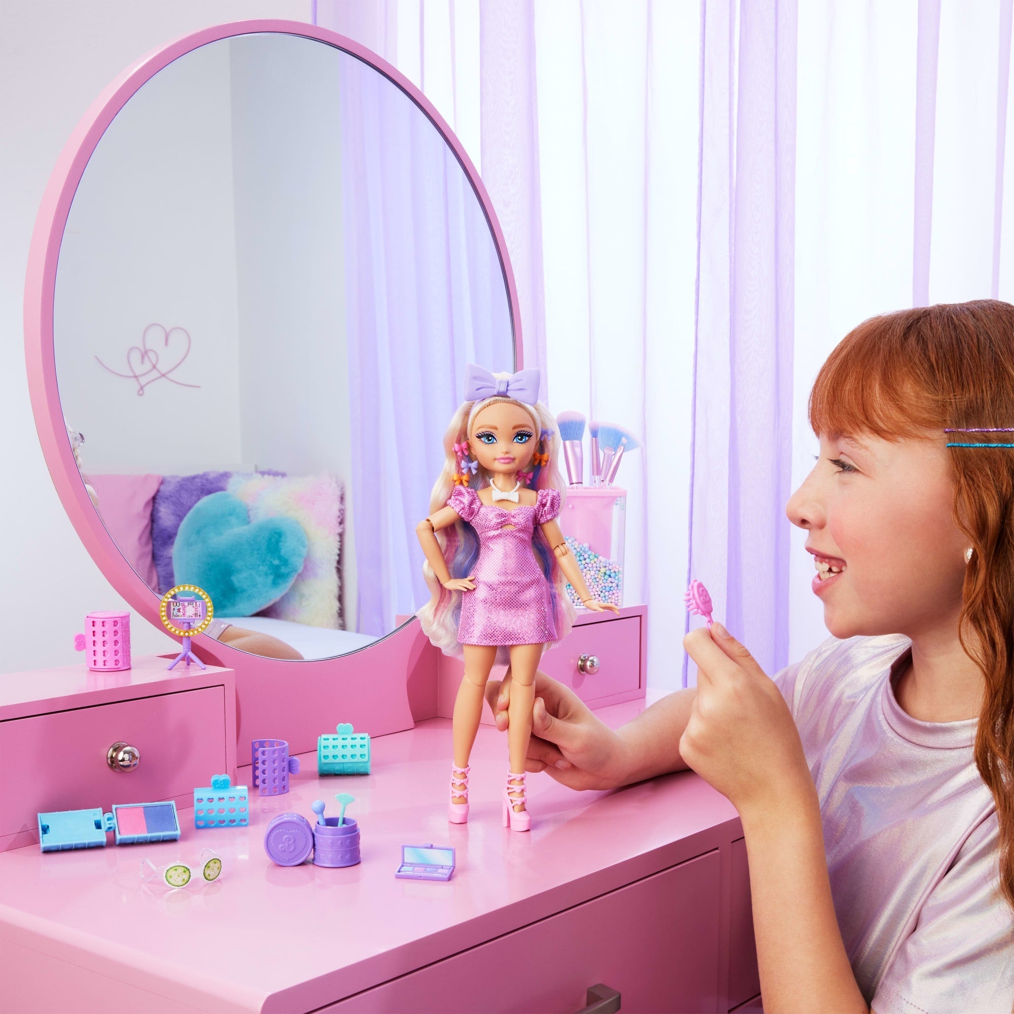 Barbie Dream Besties Malibu Wyszykuj się ze mną Lalka + akcesoria Zestaw Zabawka 4+