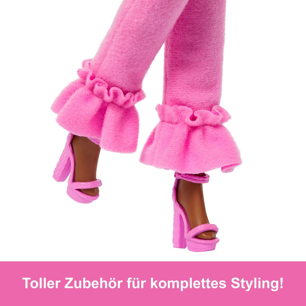 Barbie Deluxe Style-Puppe Nr. 4 Mit Weichem Rosafarbenem Jumpsuit Und Rosa Und Braunen Geflochtenen Zöpfchen