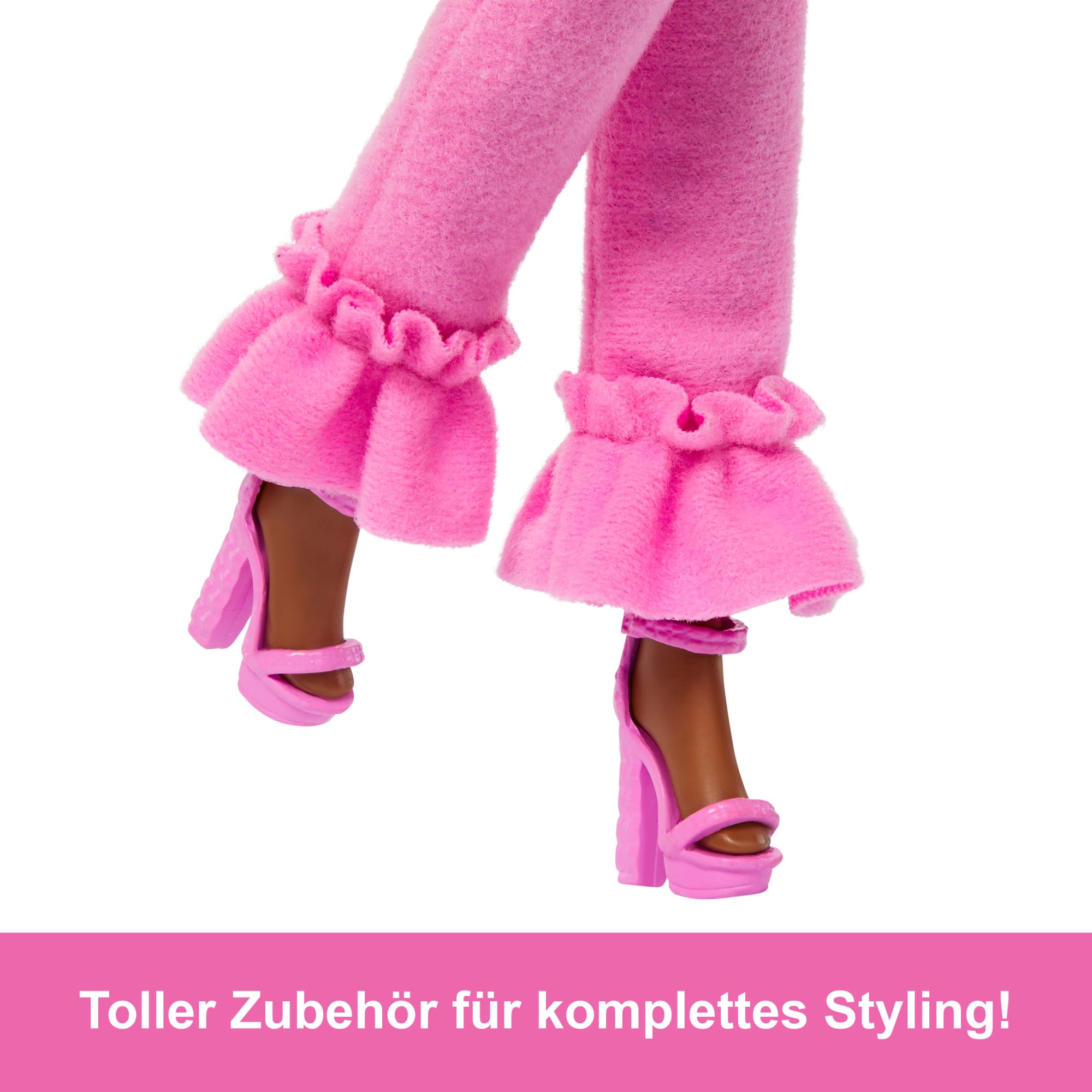 Barbie Deluxe Style-Puppe Nr. 4 Mit Weichem Rosafarbenem Jumpsuit Und Rosa Und Braunen Geflochtenen Zöpfchen