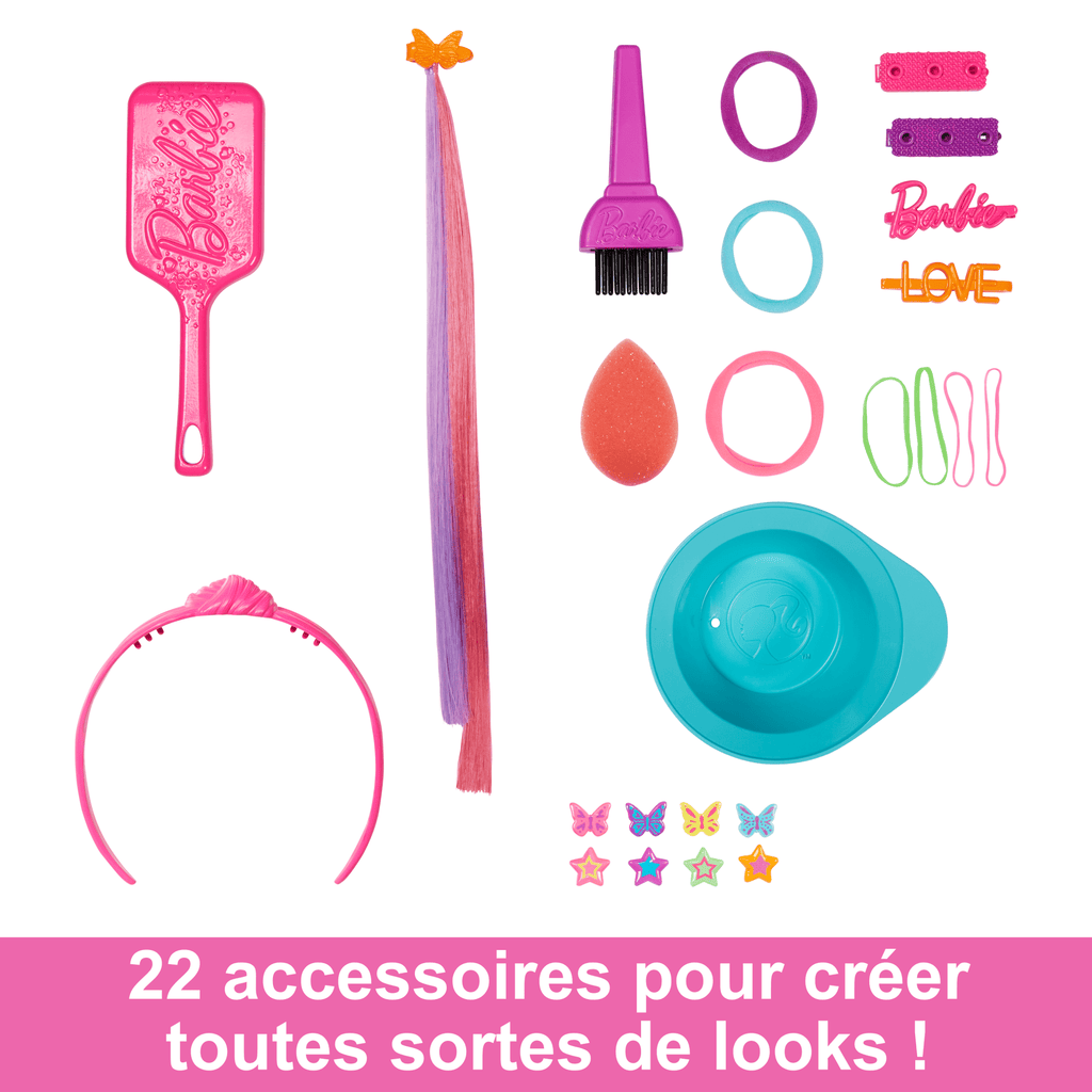 Barbie-Ultra Chevelure-Tête À Coiffer Blonde Mèches Arc-En-Ciel