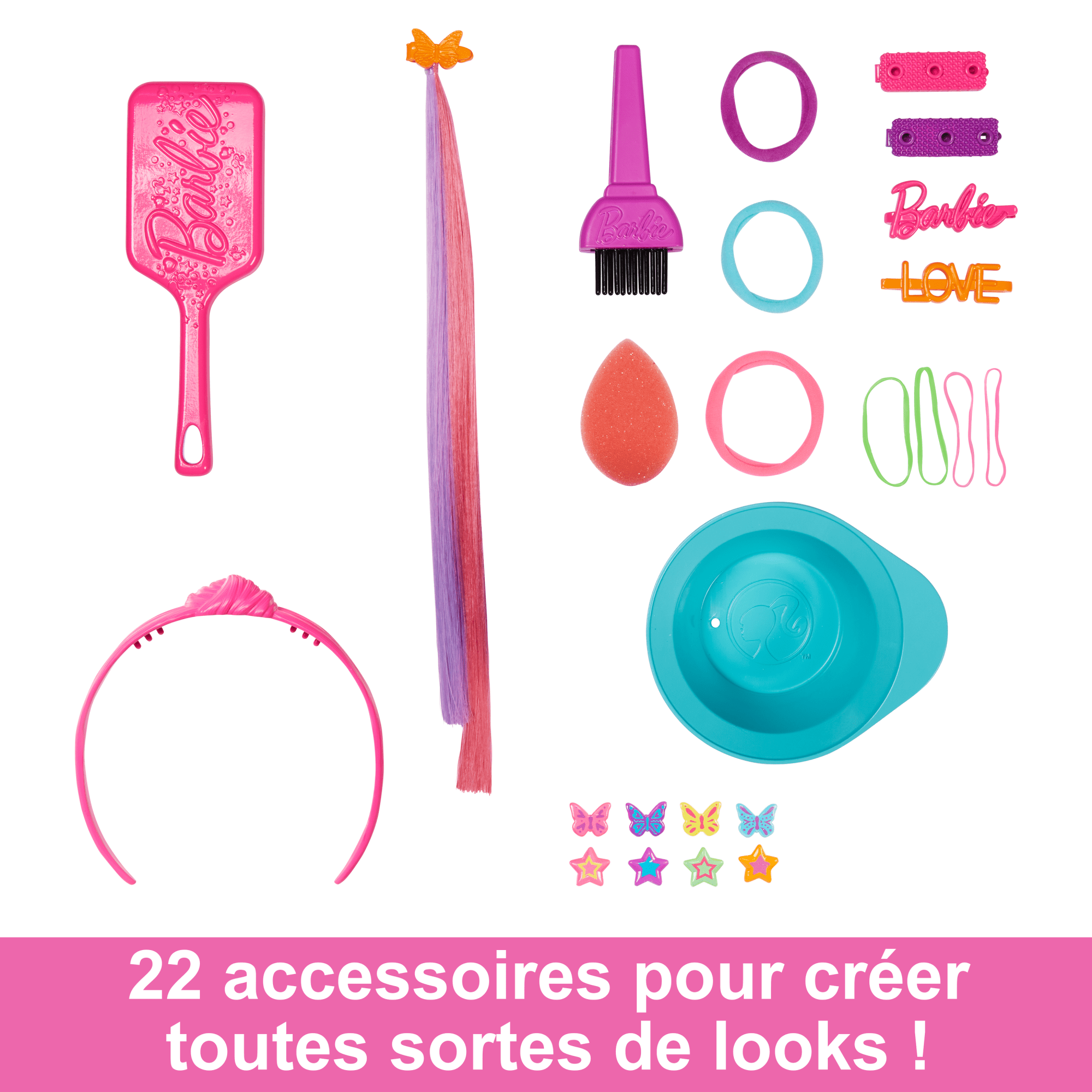 Barbie-Ultra Chevelure-Tête À Coiffer Blonde Mèches Arc-En-Ciel