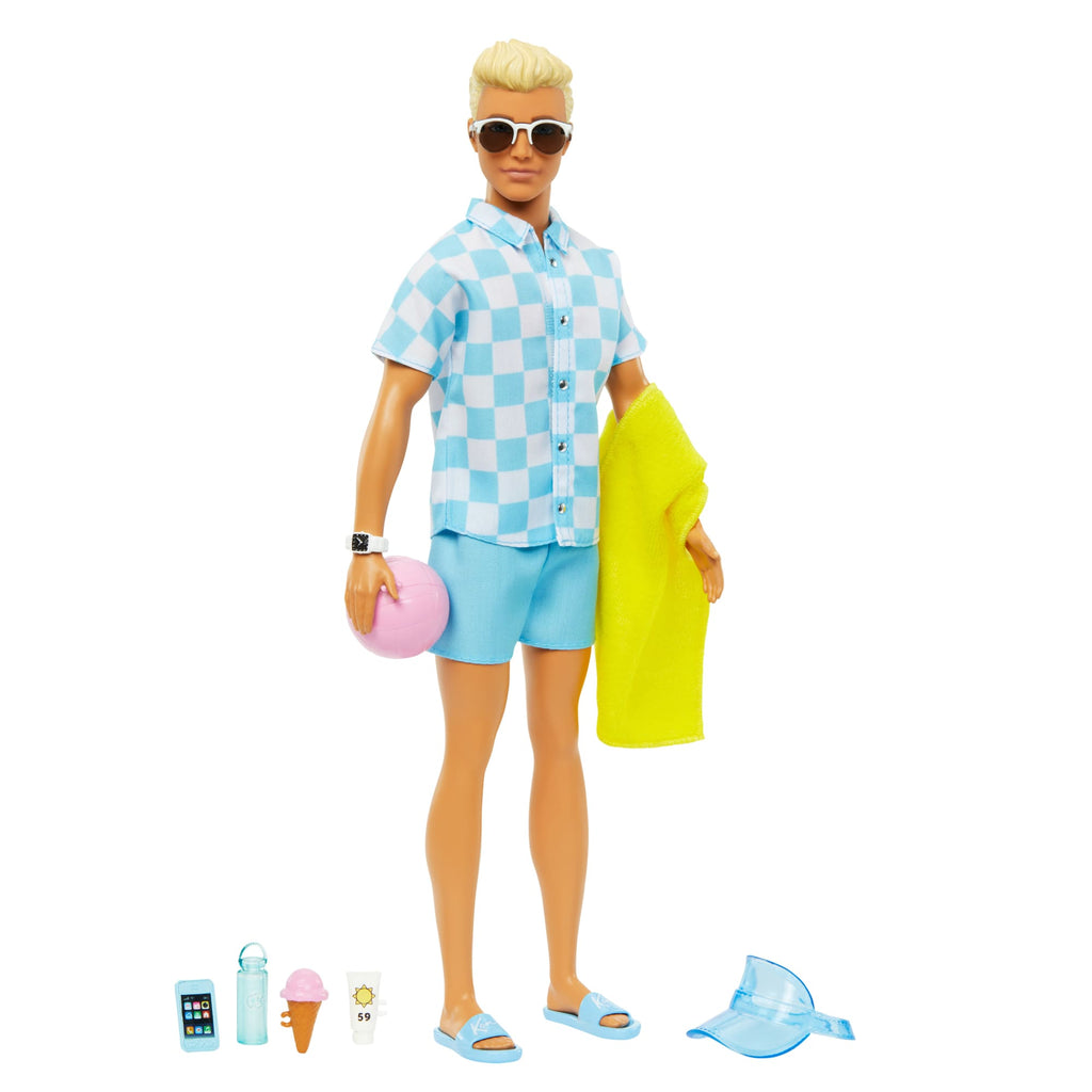 Blonde Ken-Puppe Mit Badehose Und Strand-Accessoires