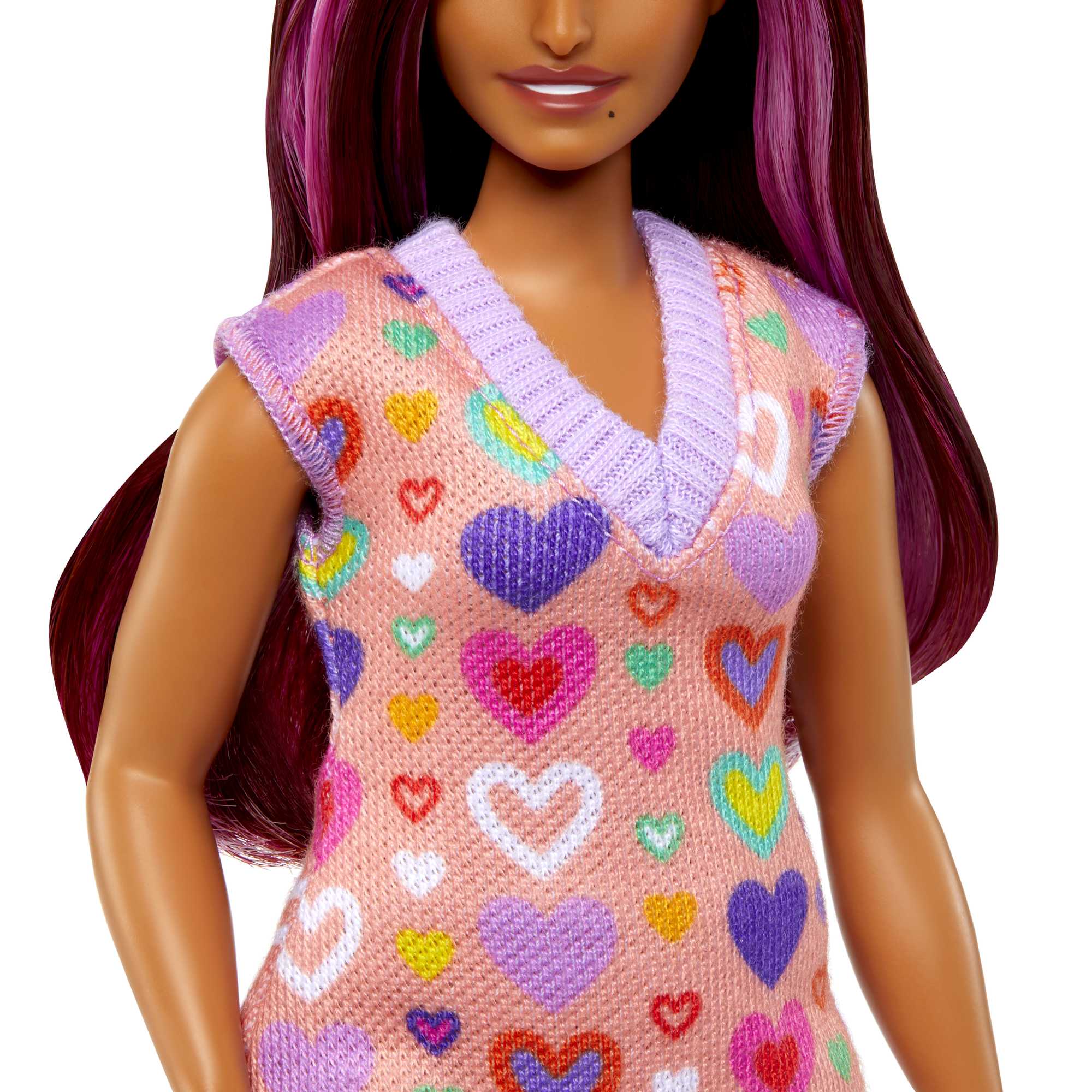 Barbie Fashionistas Puppe Nr. 207 Mit Pinkfarbenen Strähnen Und Kleid Mit Herzaufdruck